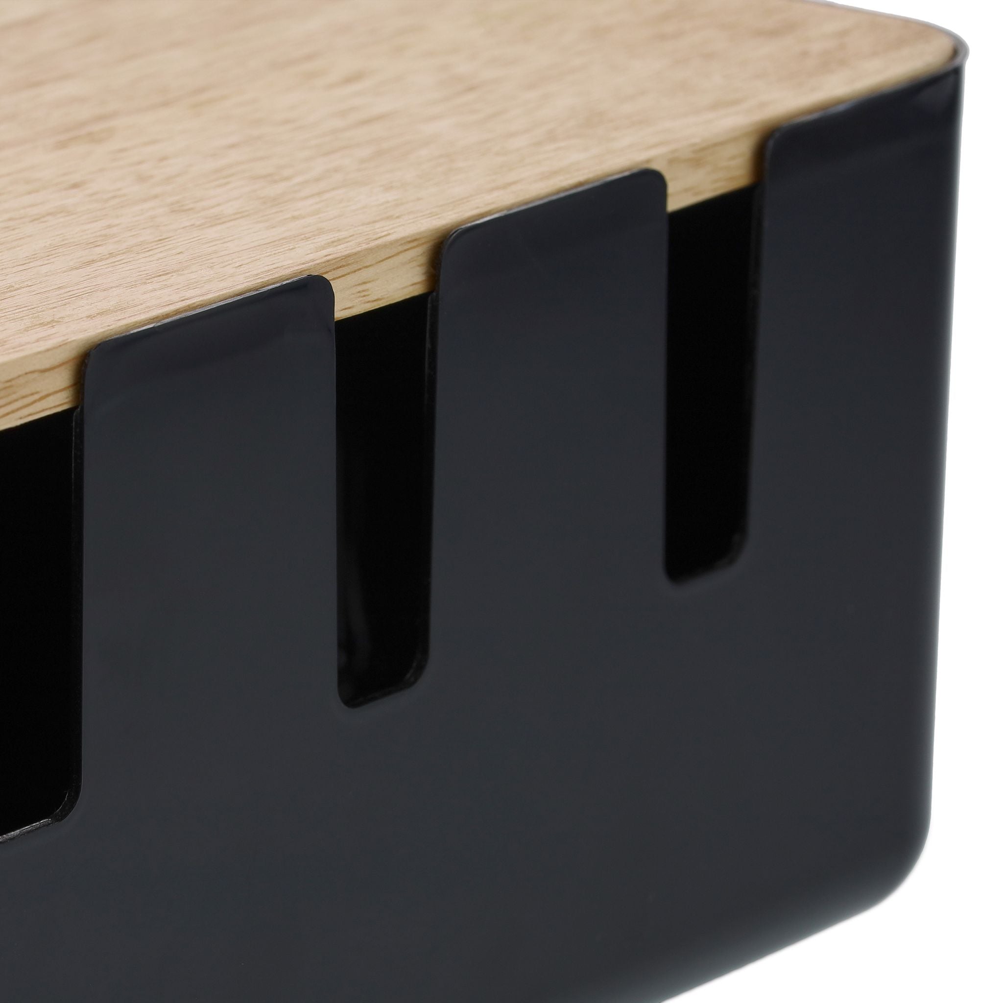 Kabelbox mit Holzdeckel Hellbraun-Schwarz von Relaxdays