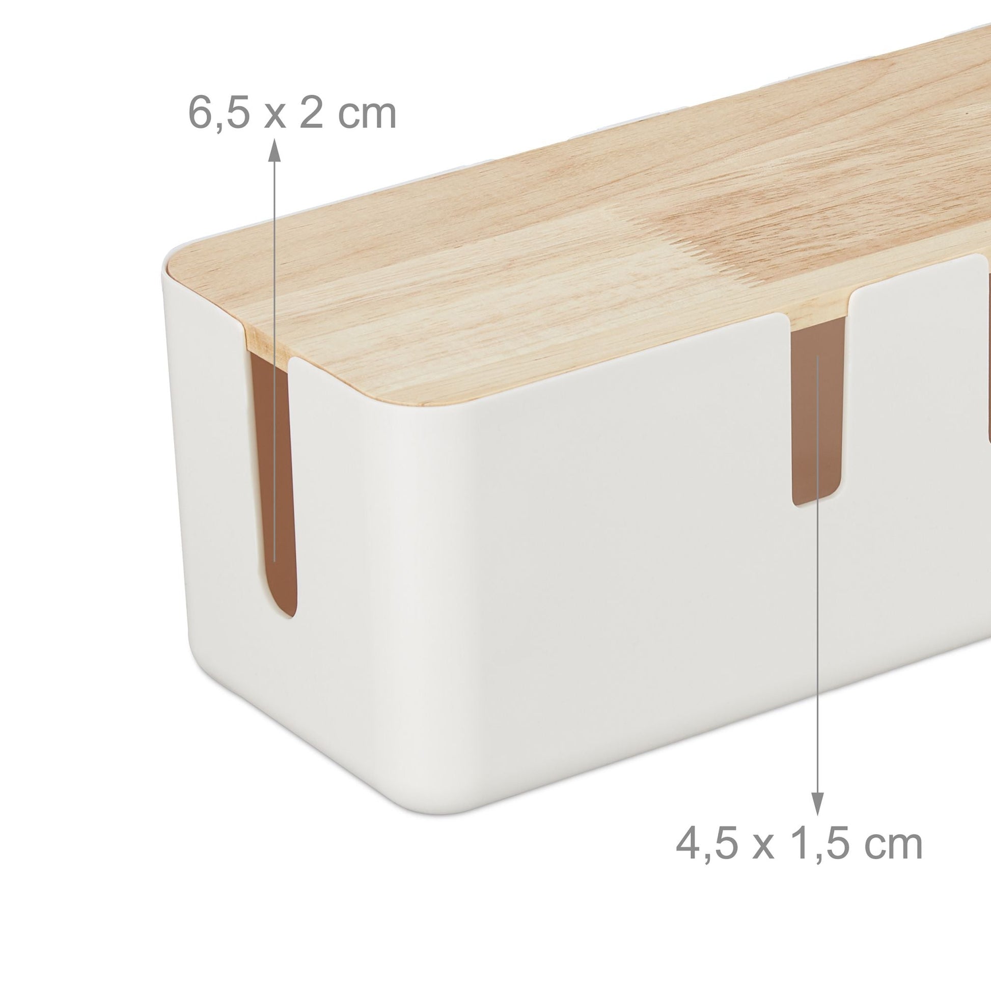 Kabelbox mit Holzdeckel Weiss-Hellbraun von Relaxdays