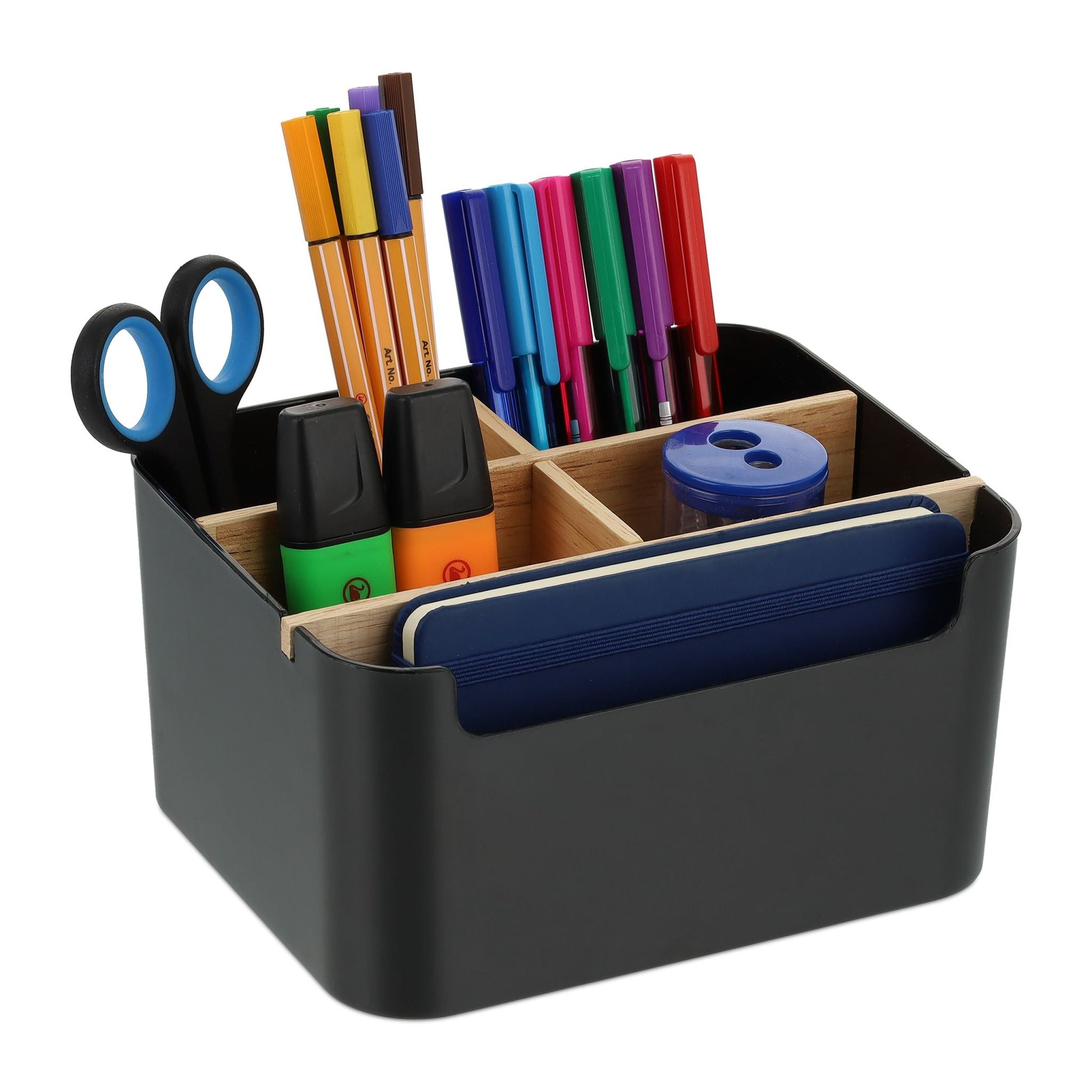 Schreibtisch Organizer mit 5 Fächern Hellbraun-Schwarz von Relaxdays