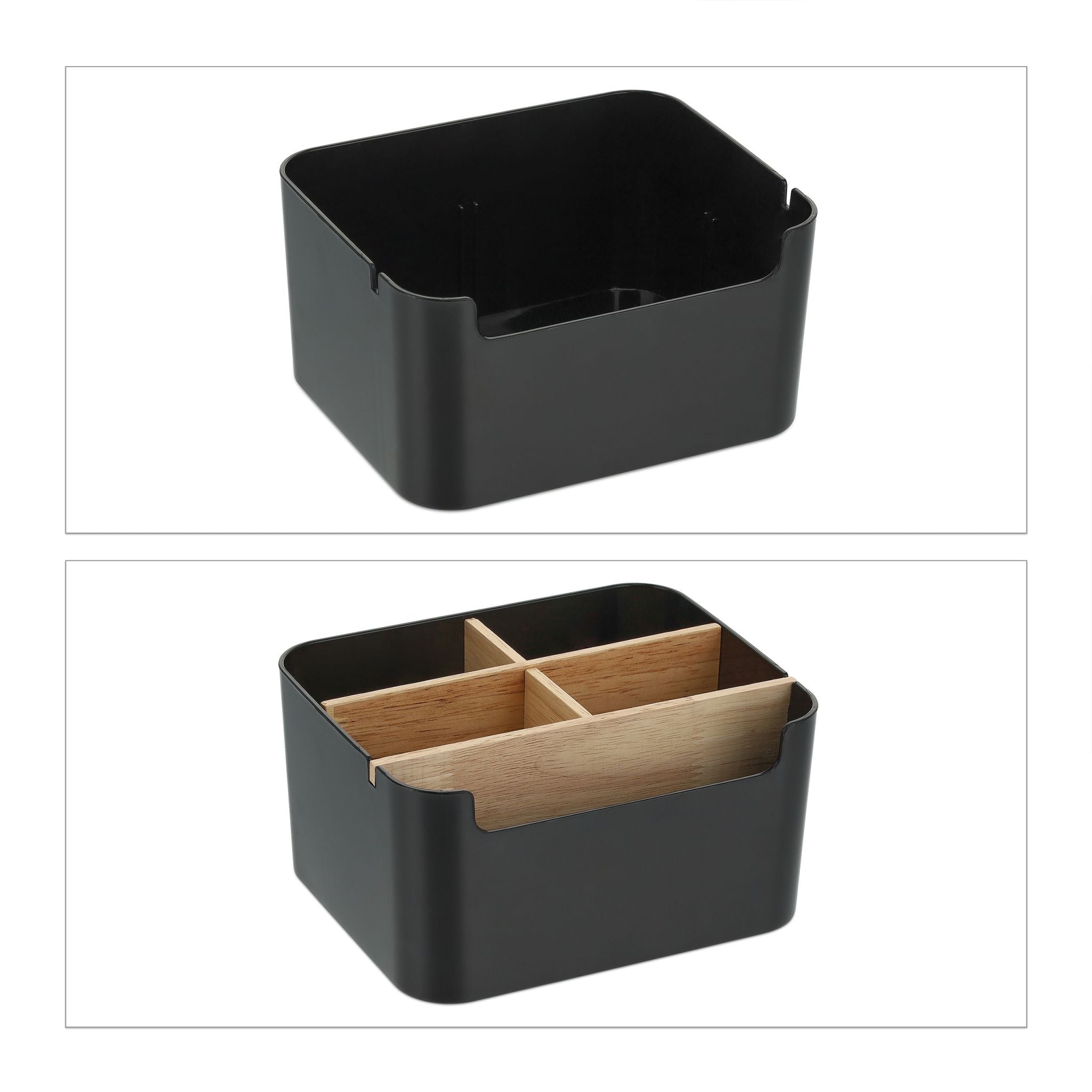 Schreibtisch Organizer mit 5 Fächern Hellbraun-Schwarz von Relaxdays