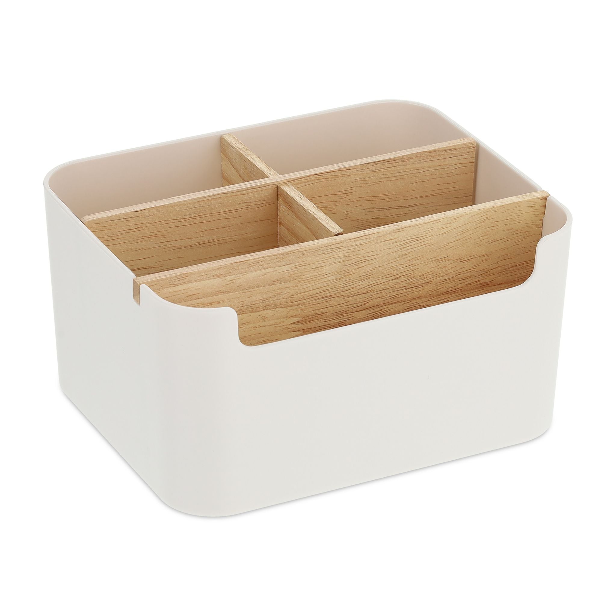 Schreibtisch Organizer mit 5 Fächern Weiss-Hellbraun von Relaxdays