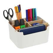 Schreibtisch Organizer mit 5 Fächern Weiss-Hellbraun von Relaxdays