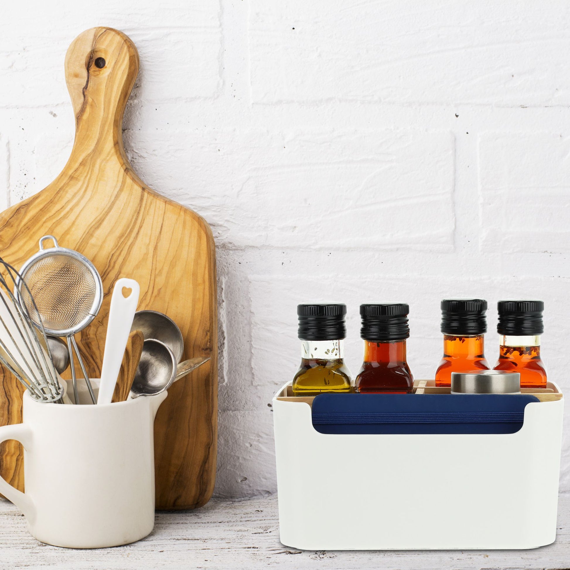 Schreibtisch Organizer mit 5 Fächern Weiss-Hellbraun von Relaxdays