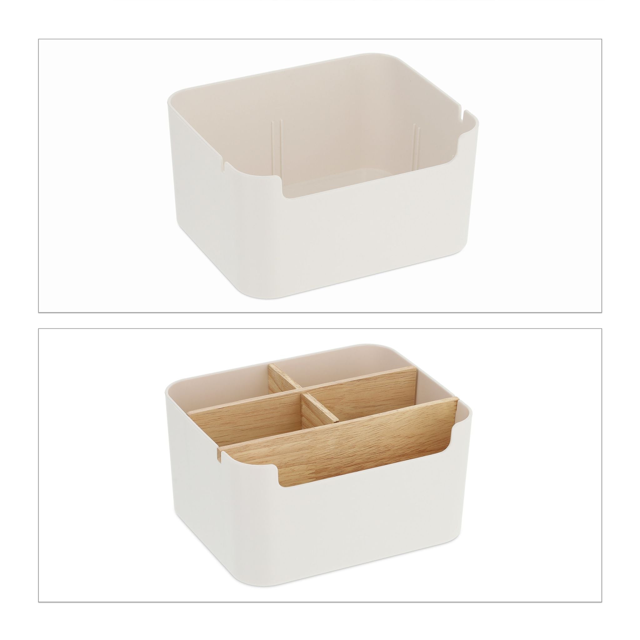 Schreibtisch Organizer mit 5 Fächern Weiss-Hellbraun von Relaxdays