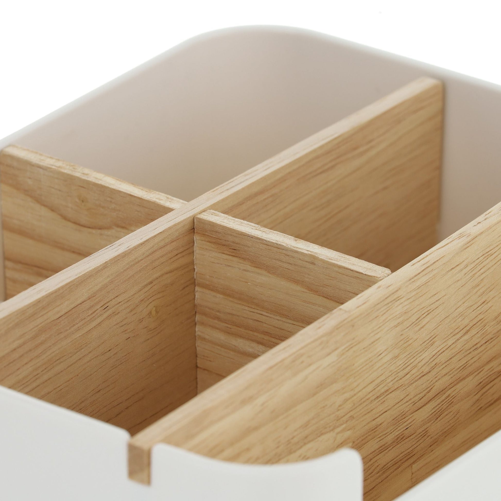 Schreibtisch Organizer mit 5 Fächern Weiss-Hellbraun von Relaxdays