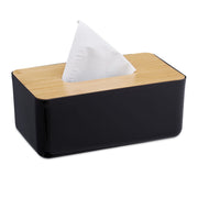 Kosmetiktücher Box mit Holz-Deckel Hellbraun-Schwarz von Relaxdays