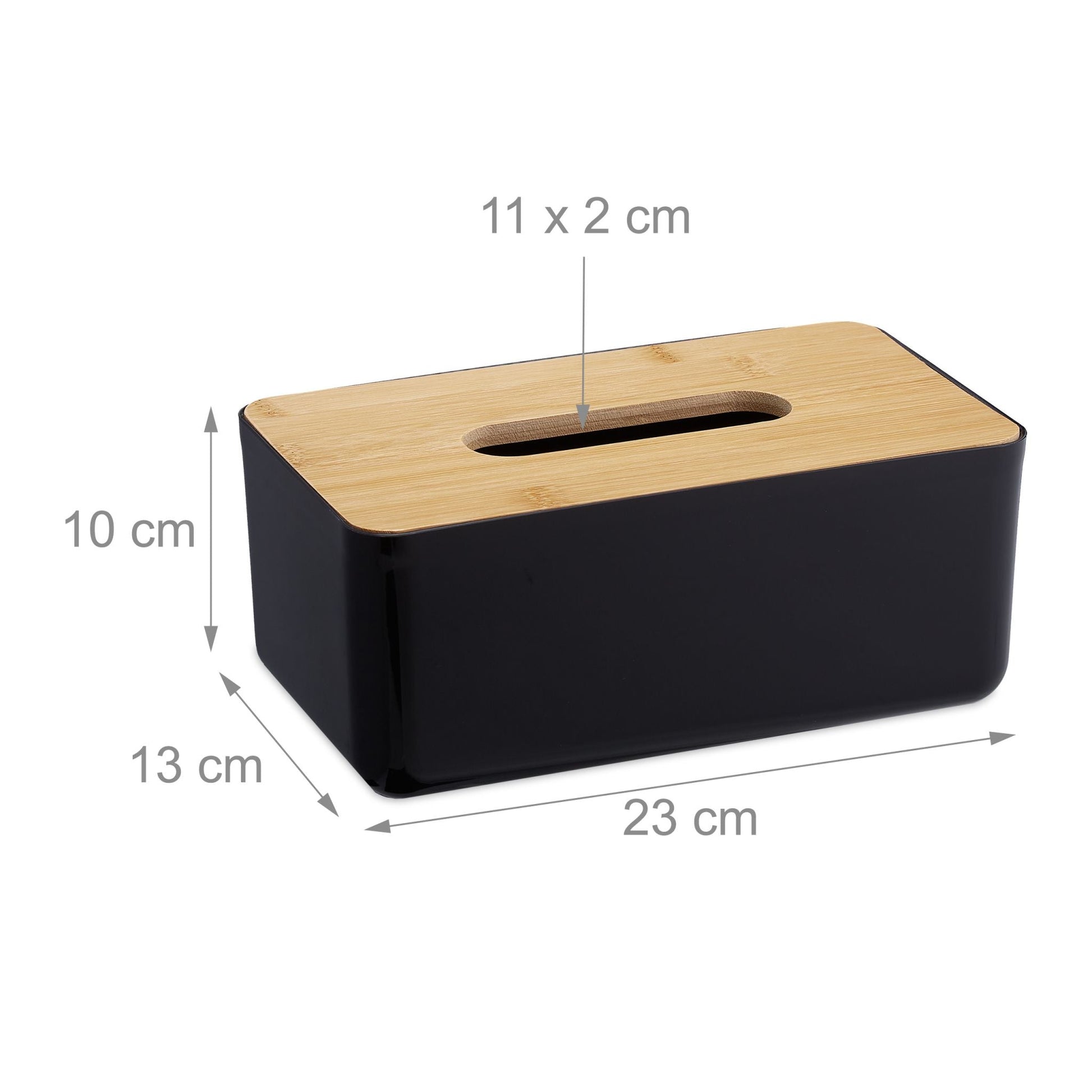 Kosmetiktücher Box mit Holz-Deckel Hellbraun-Schwarz von Relaxdays