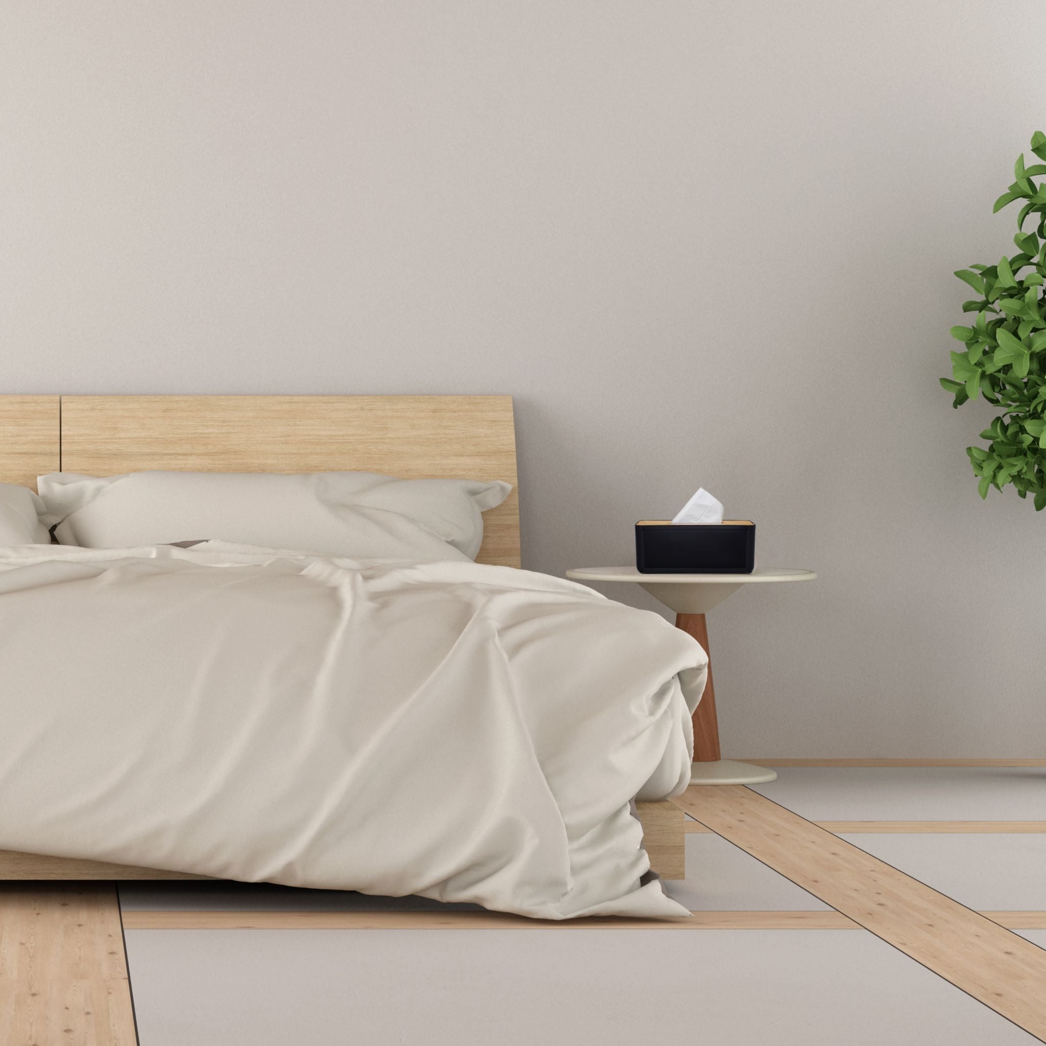 Kosmetiktücher Box mit Holz-Deckel Hellbraun-Schwarz von Relaxdays