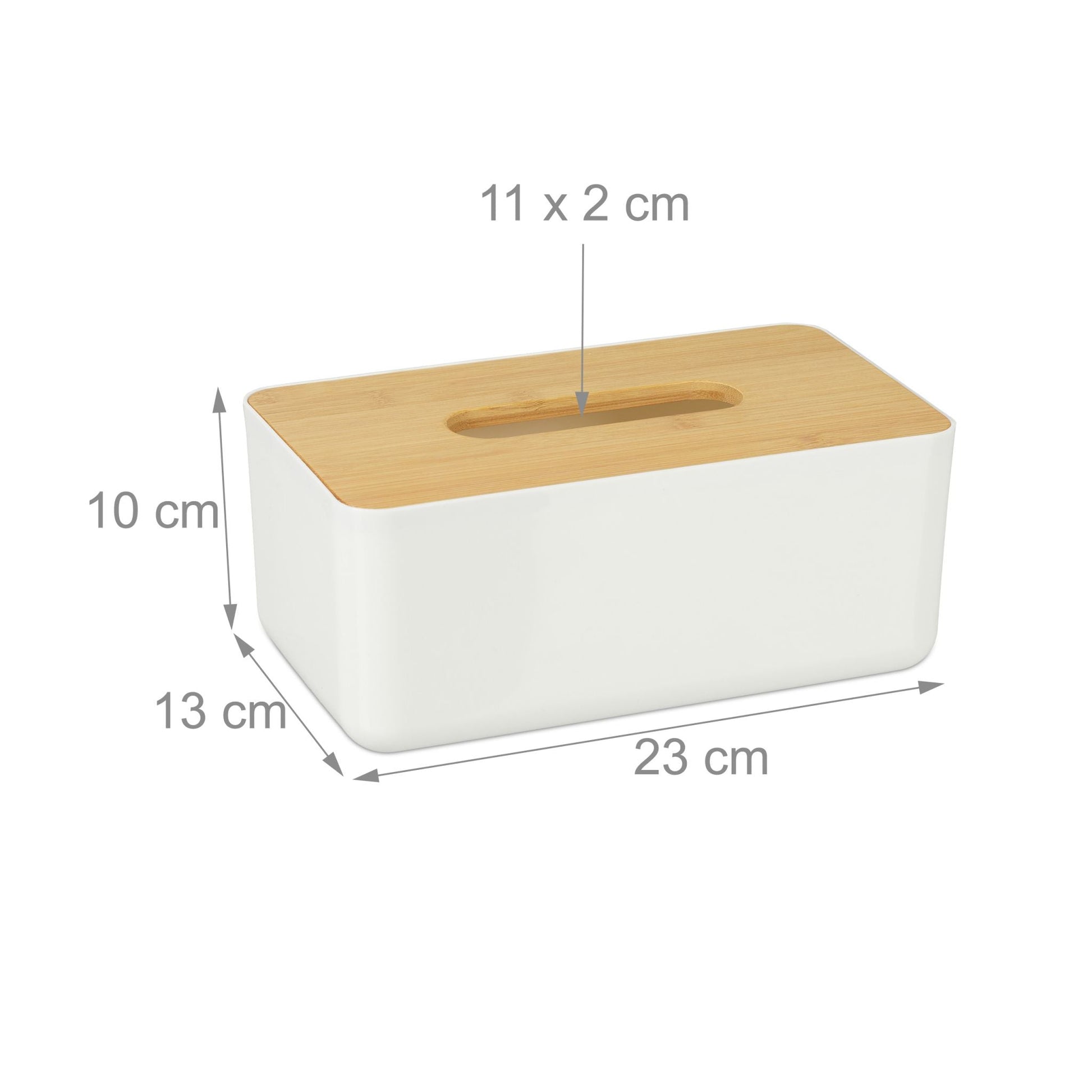 Kosmetiktücher Box mit Holz-Deckel Weiss-Hellbraun von Relaxdays