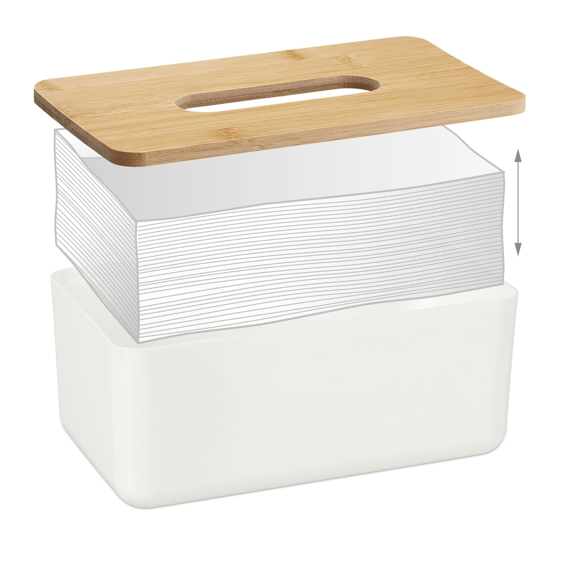 Kosmetiktücher Box mit Holz-Deckel Weiss-Hellbraun von Relaxdays