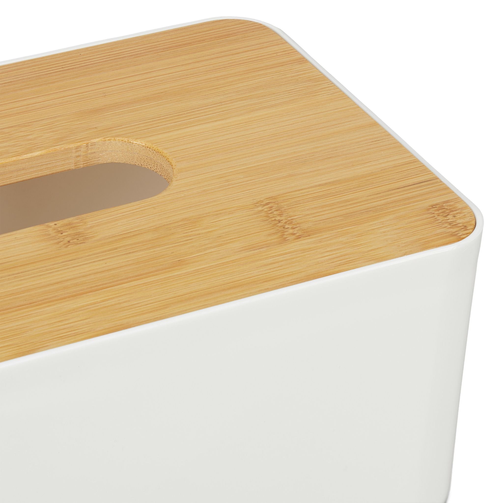 Kosmetiktücher Box mit Holz-Deckel Weiss-Hellbraun von Relaxdays