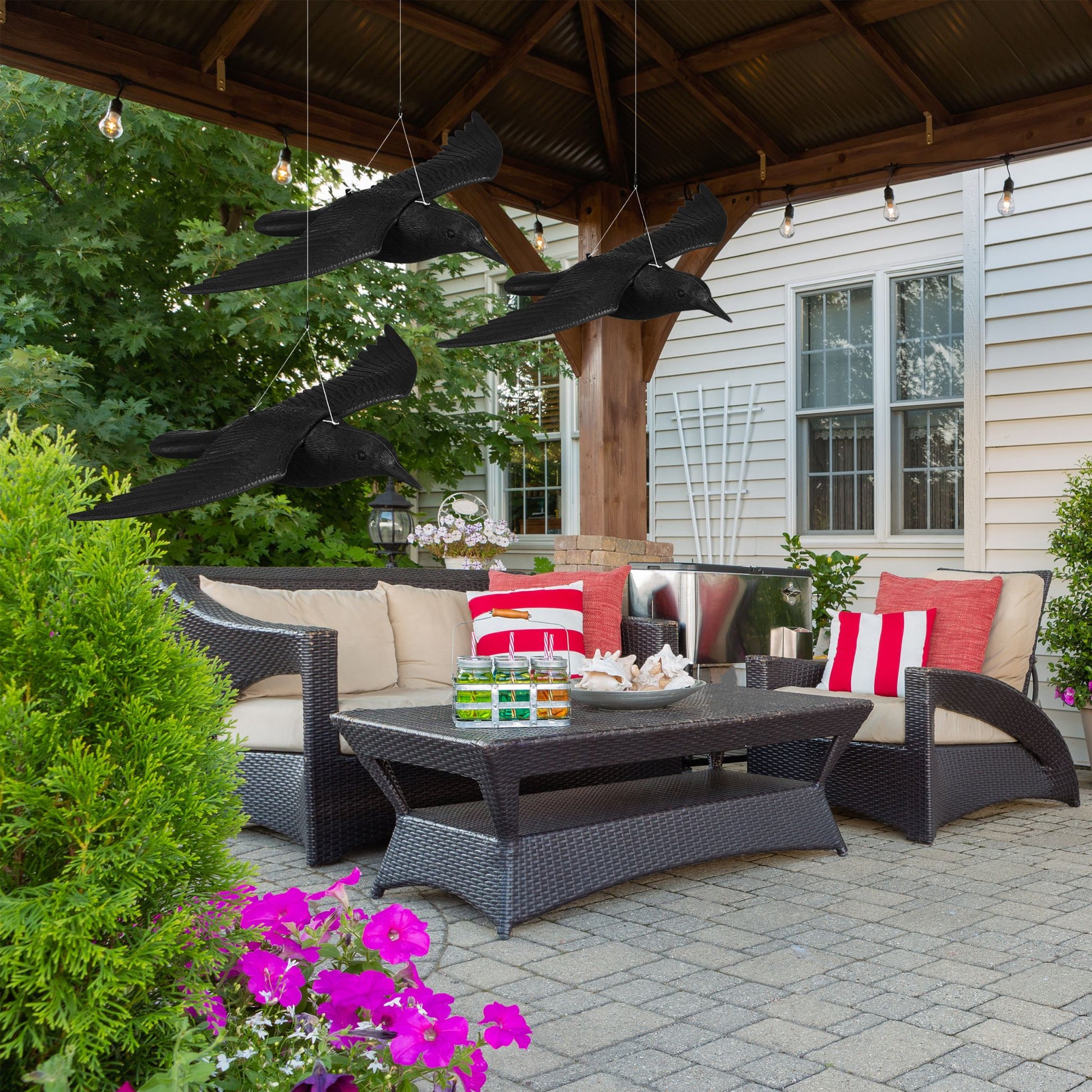 Vogelschreck Krähe 3er-Set Schwarz von Relaxdays