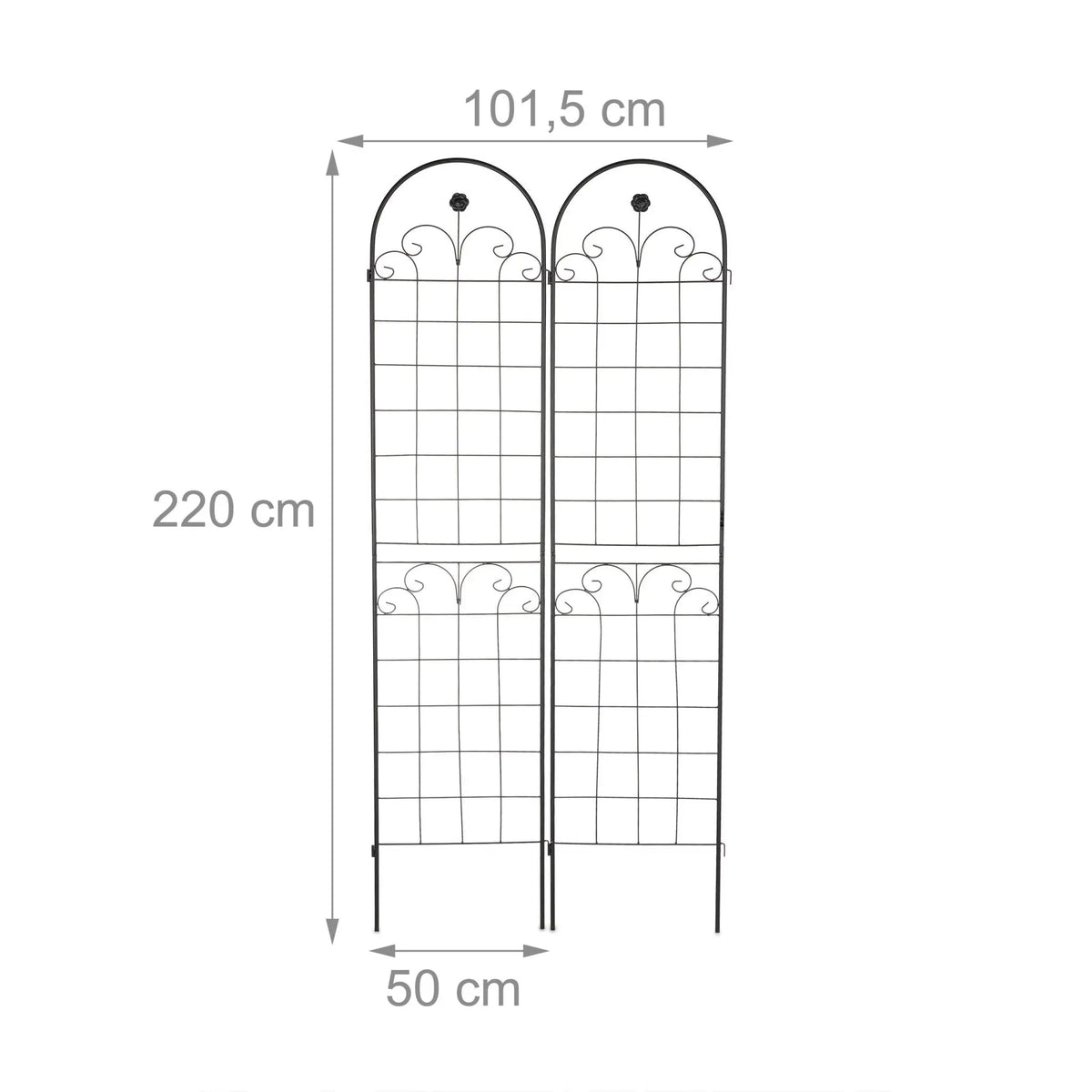 Rankgitter 2er-Set 220cm Schwarz von Relaxdays