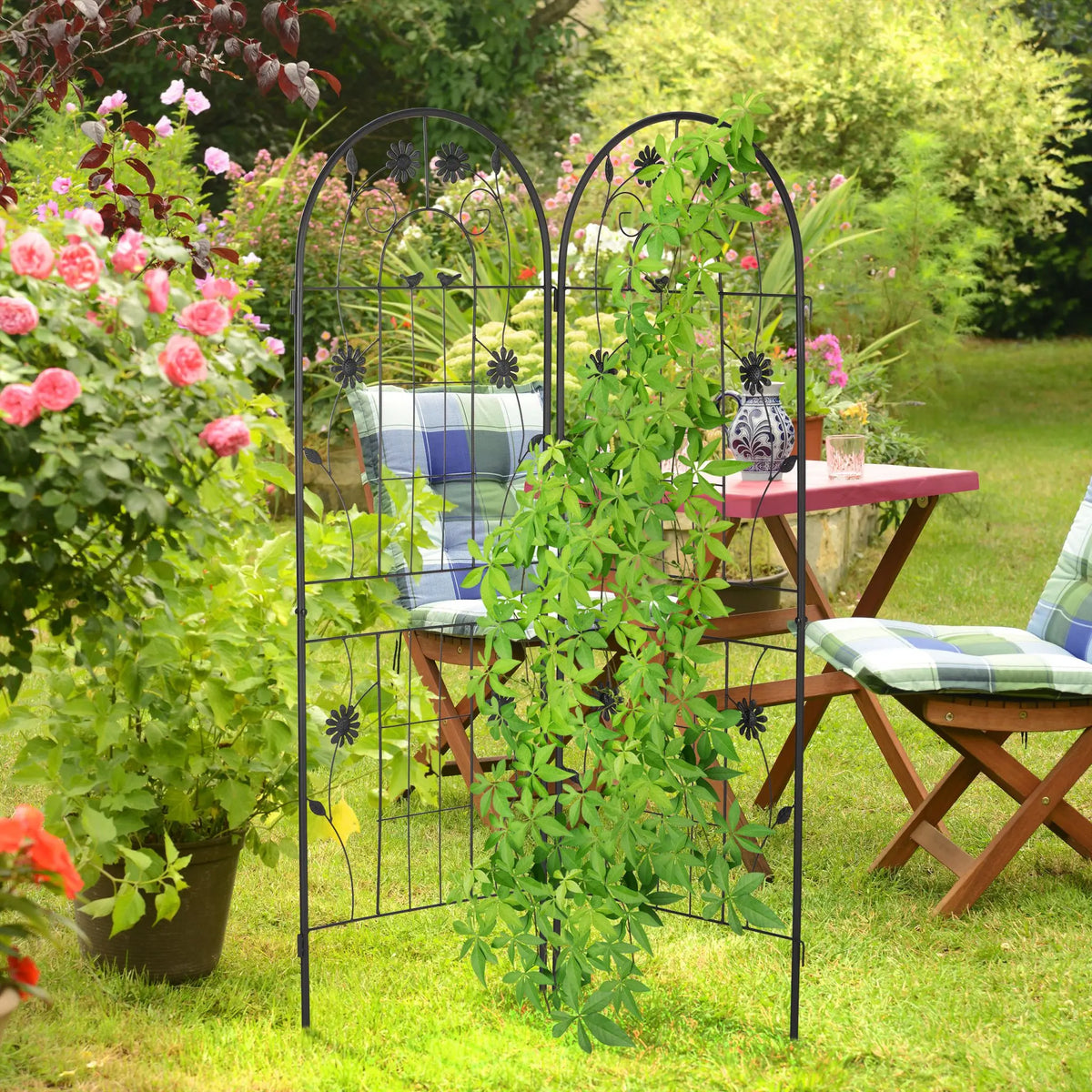 Rankgitter 2er-Set 150cm Schwarz von Relaxdays