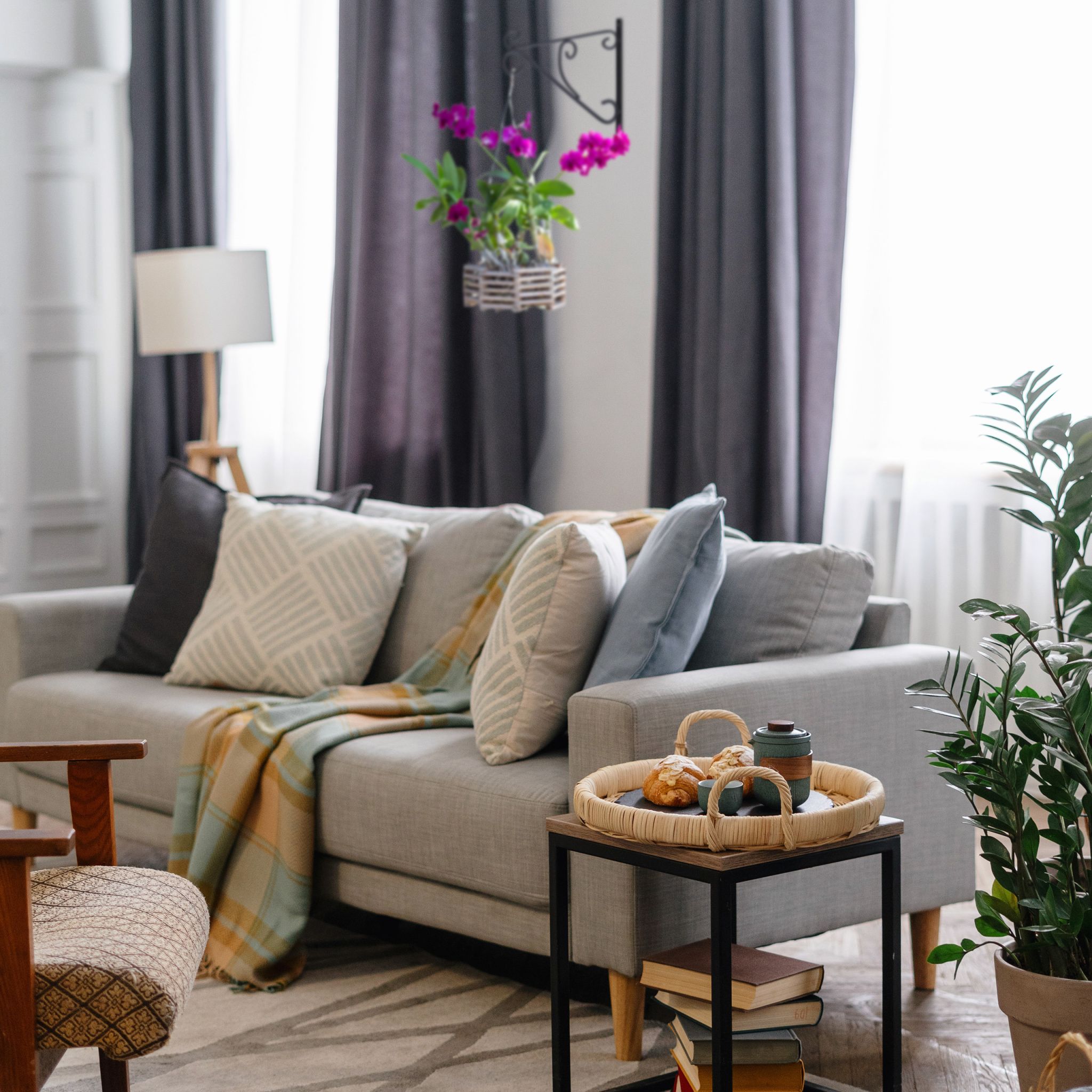 Blumenampel Halterung 2er-Set Schwarz von Relaxdays