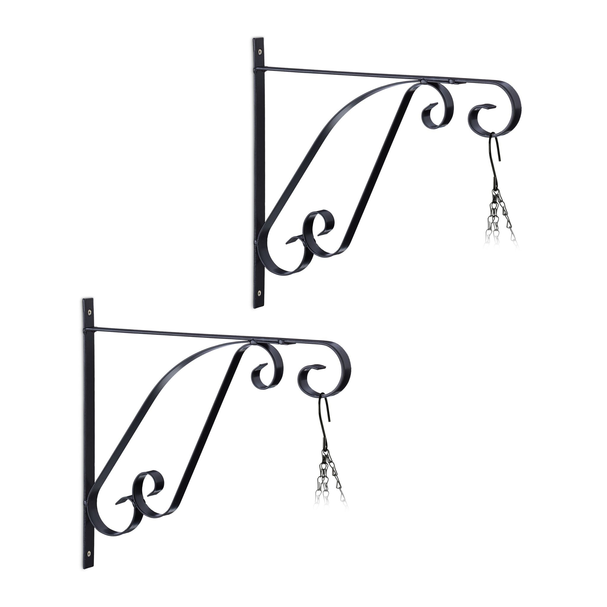 Blumenampel Halterung 2er-Set Schwarz von Relaxdays