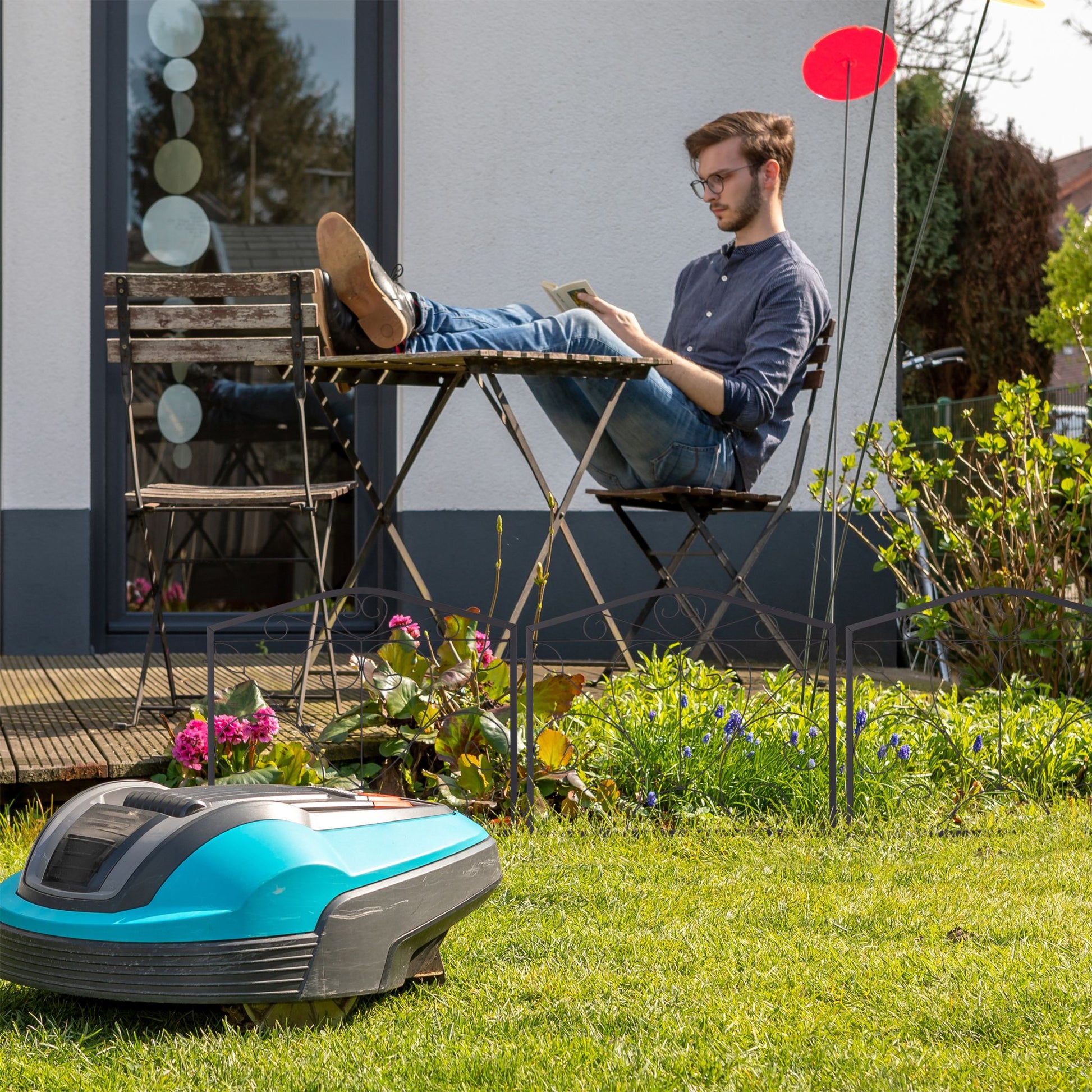 Beetzaun Metall 4-tlg. Schwarz von Relaxdays