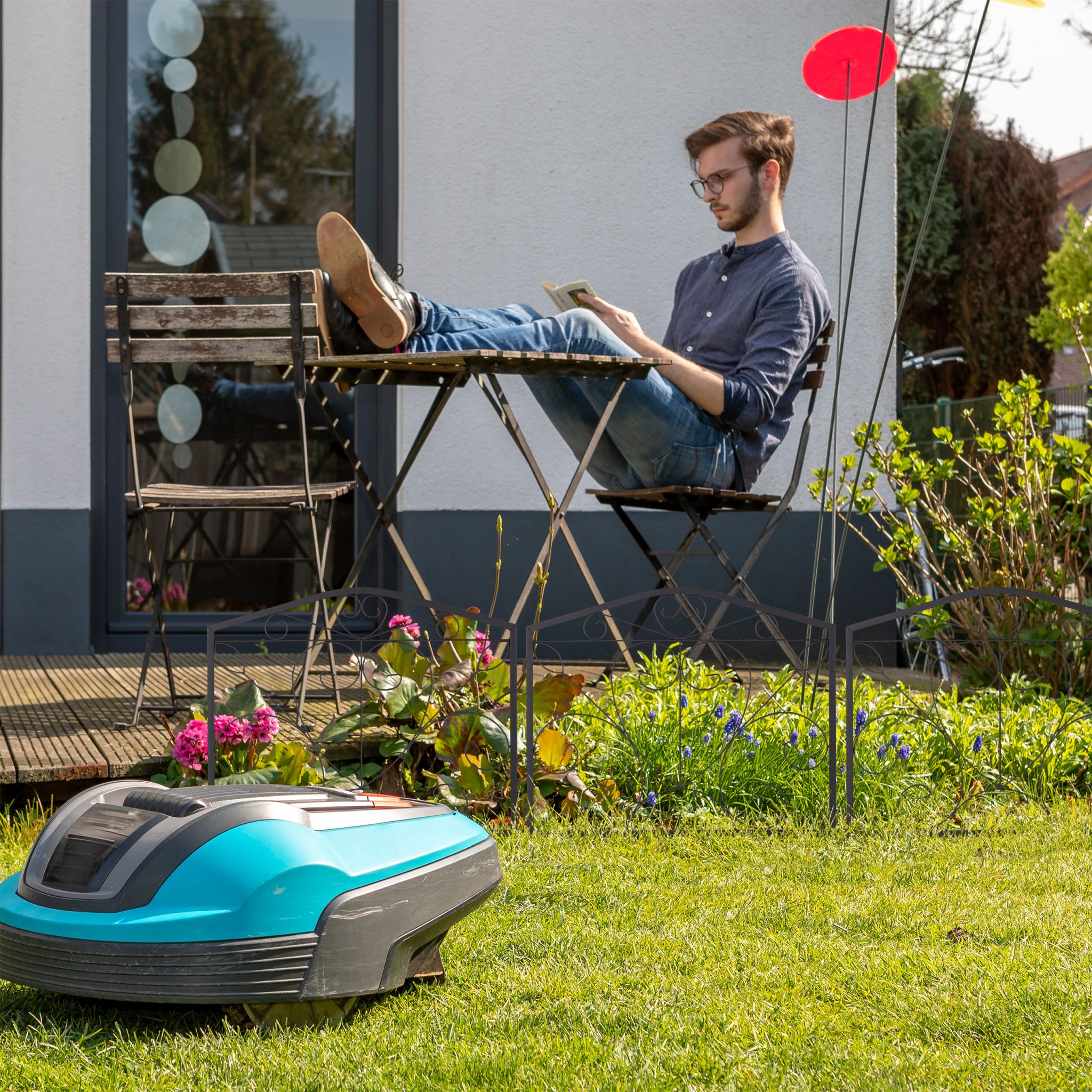 Beetzaun Metall 4-tlg. Schwarz von Relaxdays
