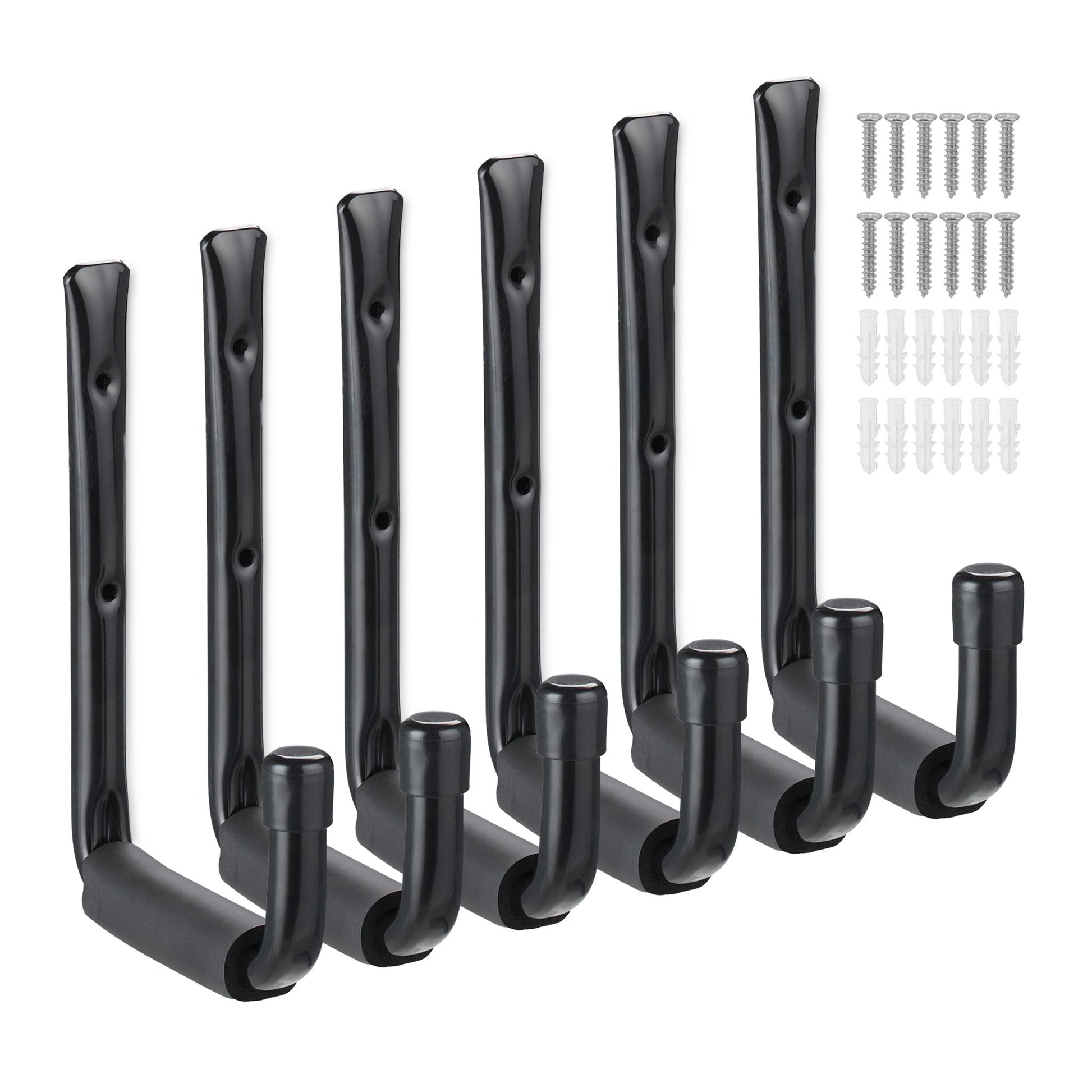 Wandhaken Garage 6er-Set Schwarz von Relaxdays