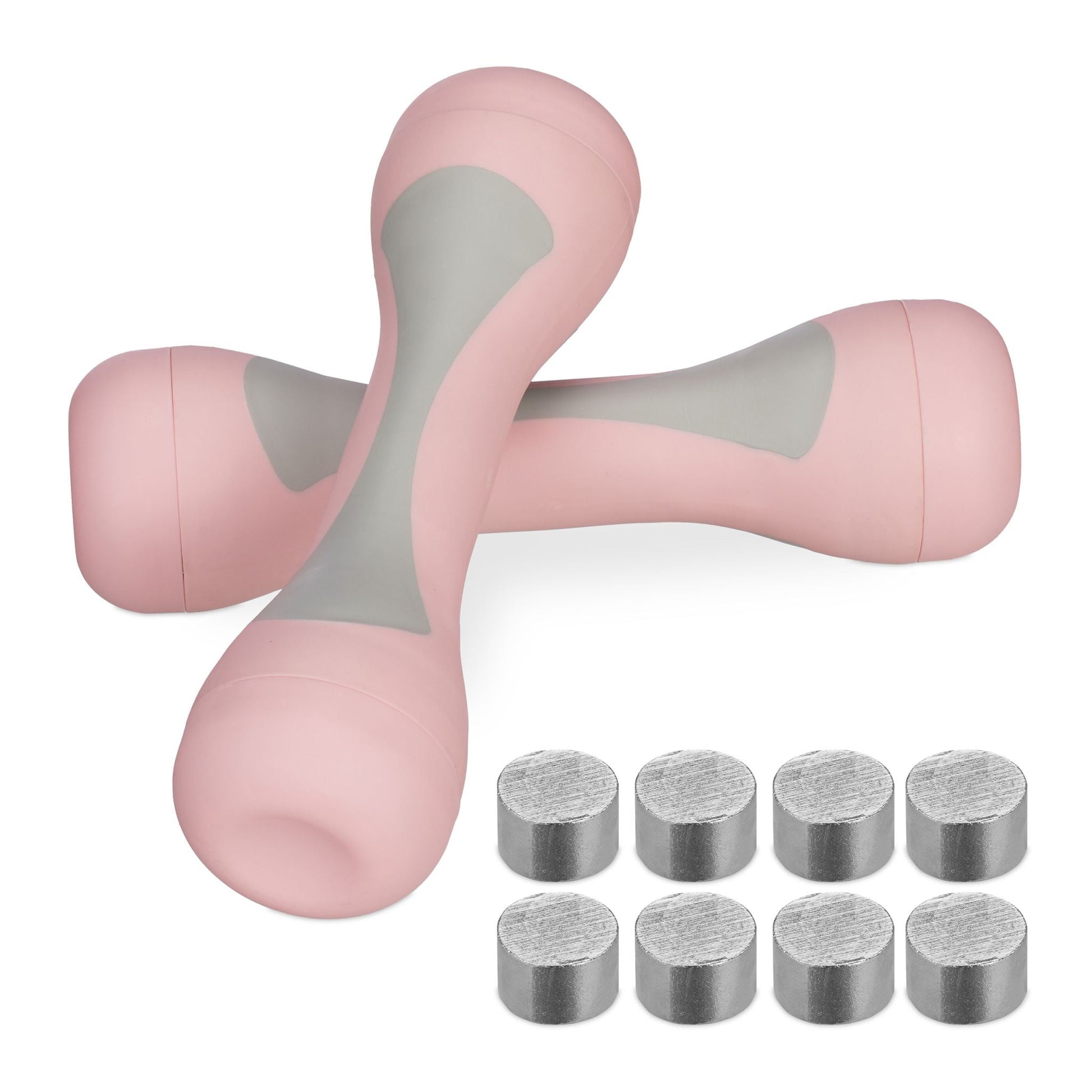Verstellbare Hanteln 2er-Set Rosa-Grau von Relaxdays