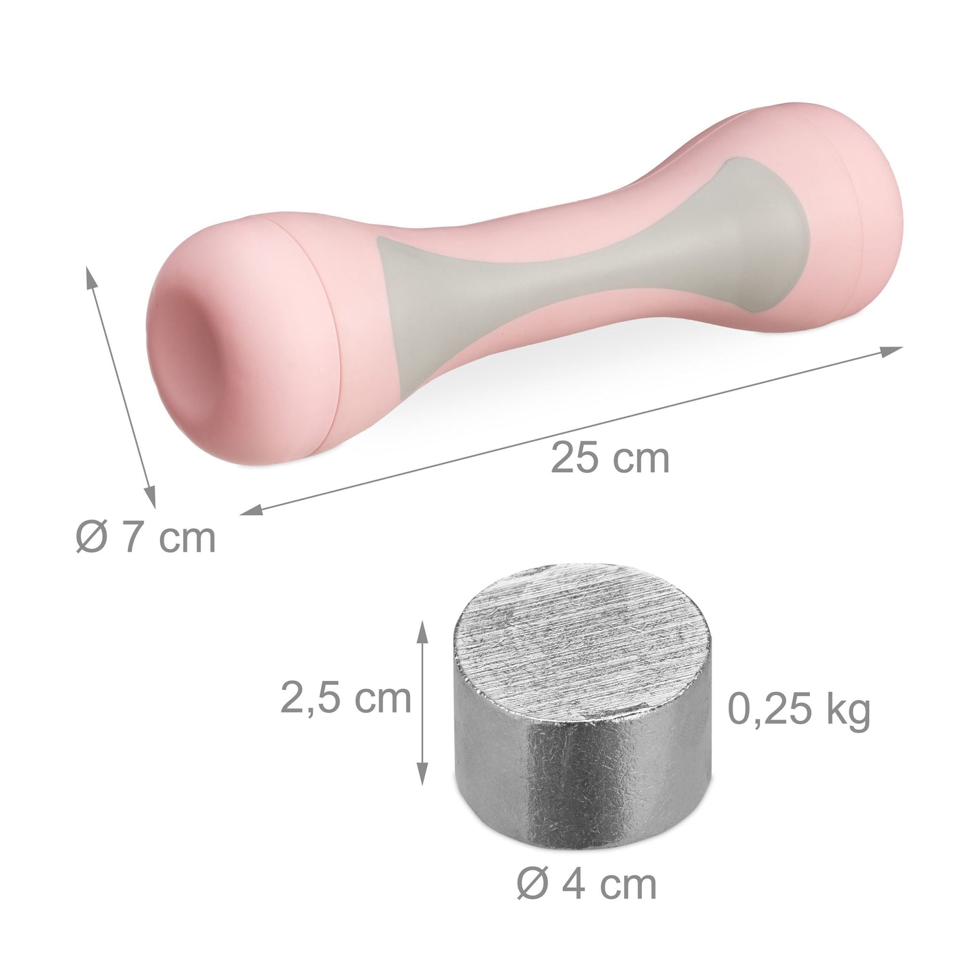 Verstellbare Hanteln 2er-Set Rosa-Grau von Relaxdays