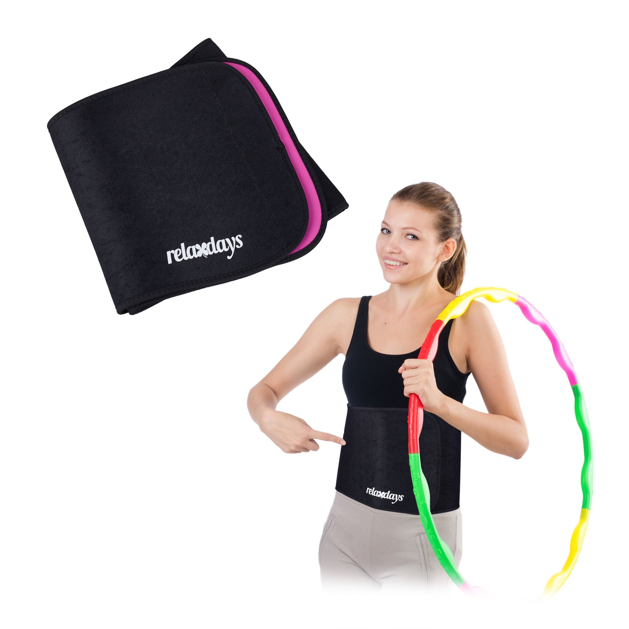 Bauchweggürtel Hula Hoop Pink-Schwarz von Relaxdays