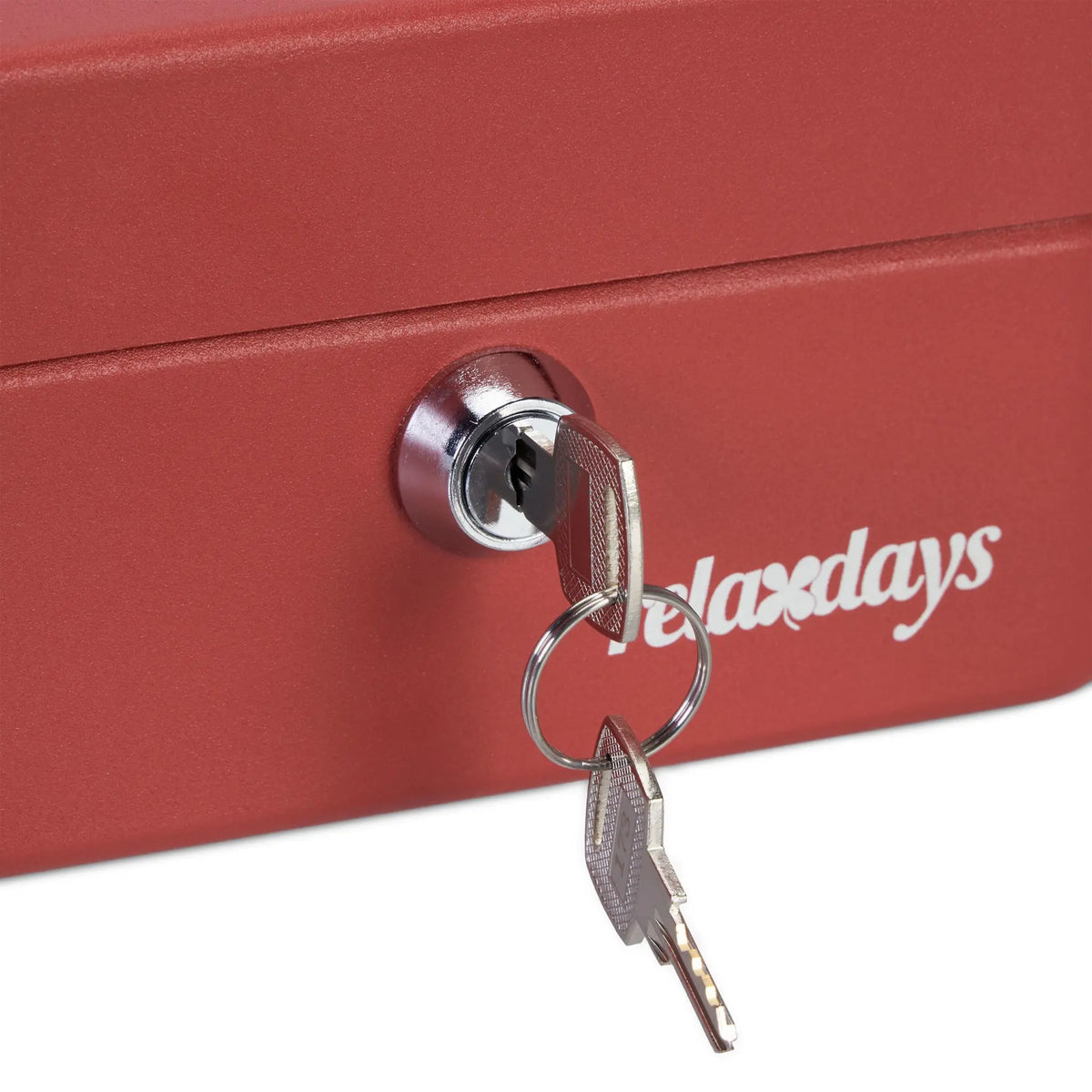 Geldkassette mit Euro Münzzählbrett Rot-Silber von Relaxdays