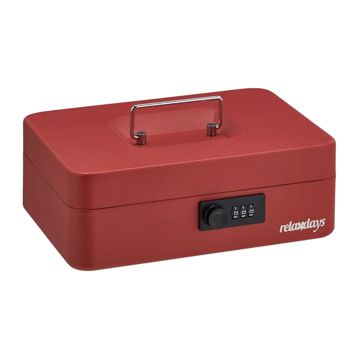 Geldkassette mit Zahlenschloss Rot-Schwarz-Silber von Relaxdays