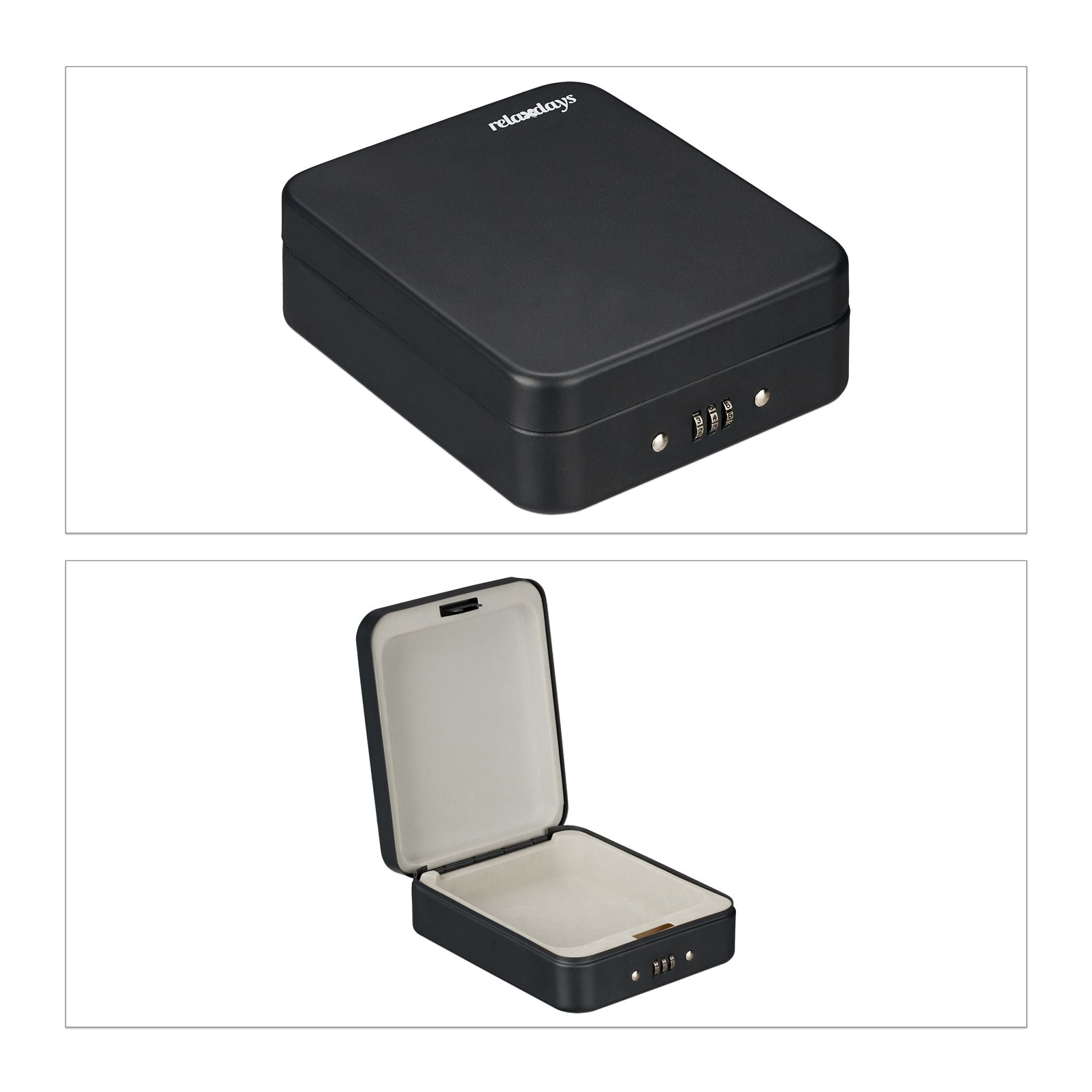 Sicherheitsbox tragbar mit Zahlenschloss Beige-Schwarz von Relaxdays