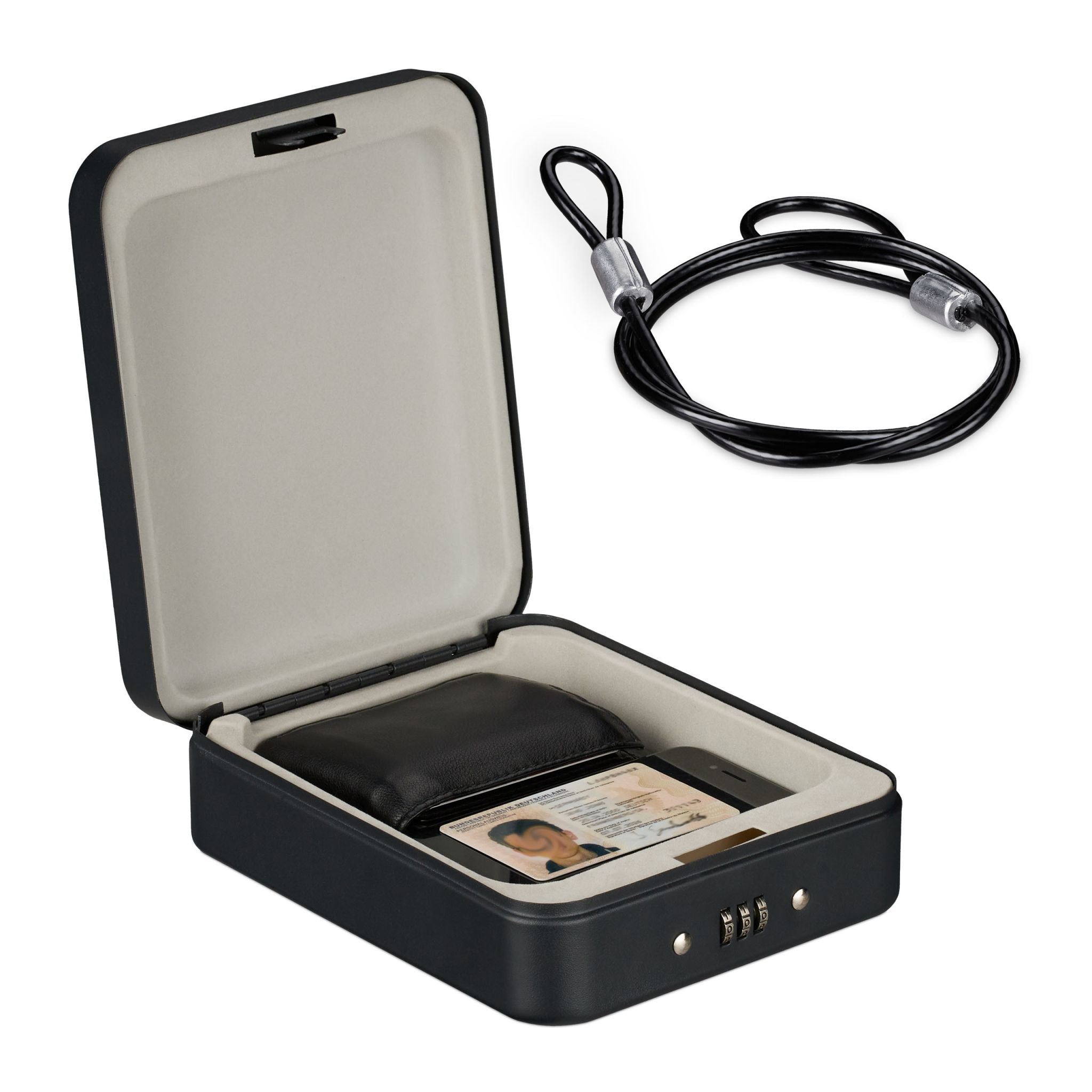 Sicherheitsbox tragbar mit Zahlenschloss Beige-Schwarz von Relaxdays