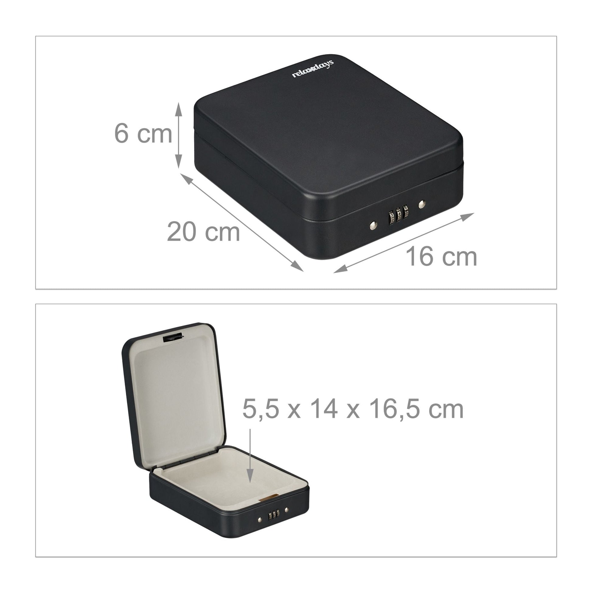 Sicherheitsbox tragbar mit Zahlenschloss Beige-Schwarz von Relaxdays