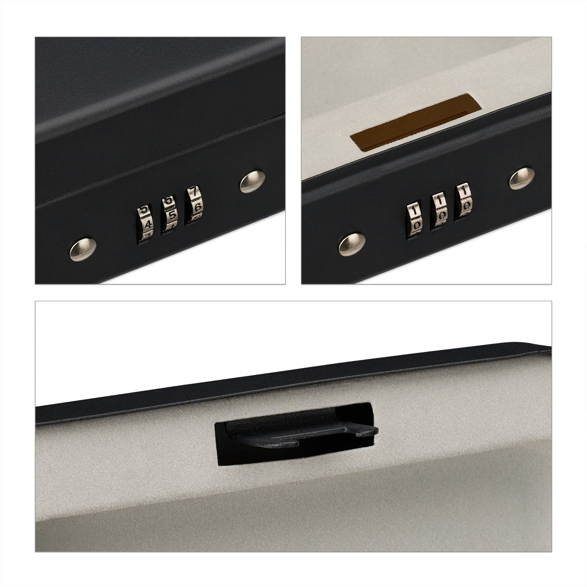 Sicherheitsbox tragbar mit Zahlenschloss Beige-Schwarz von Relaxdays