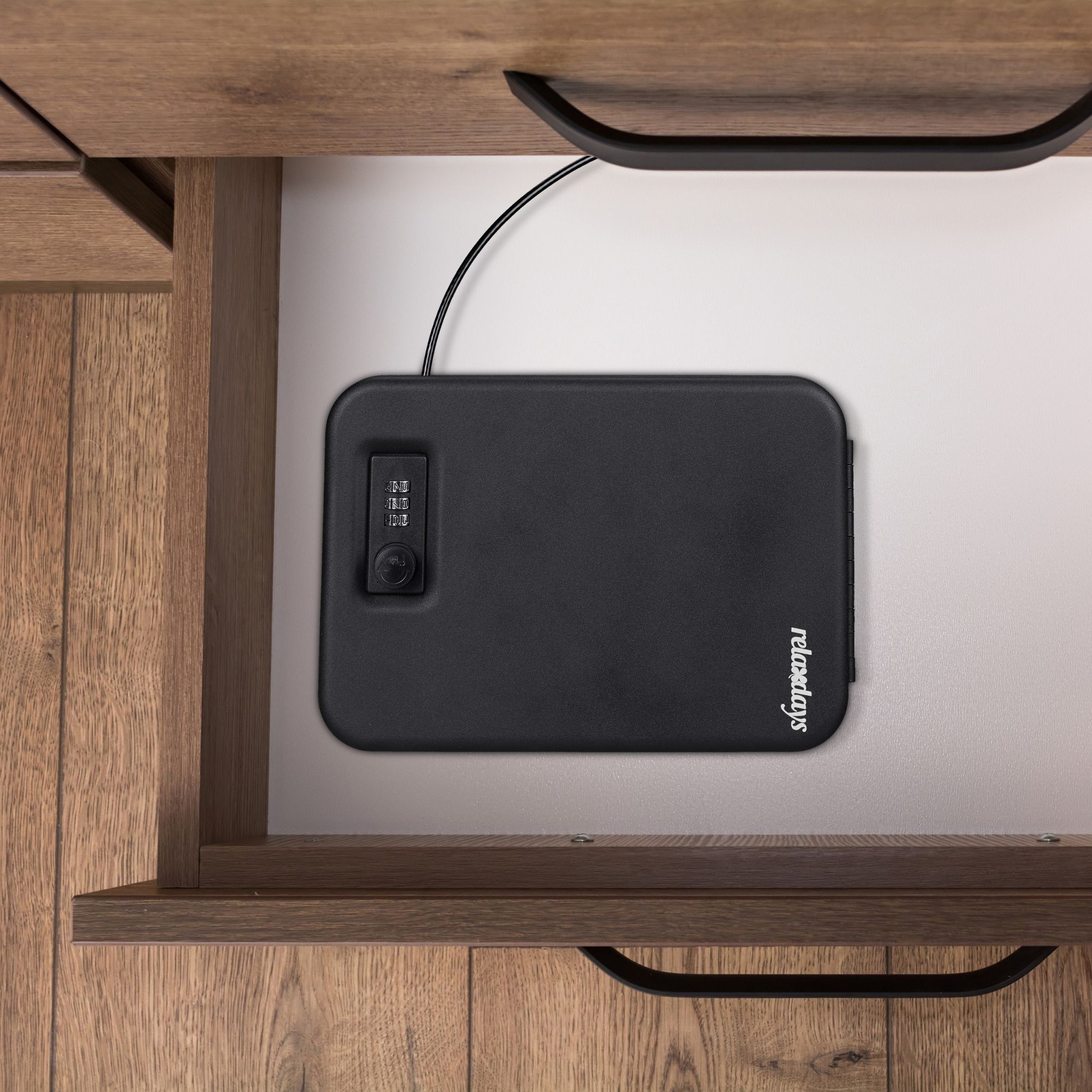 Sicherheitsbox tragbar mit Zahlenschloss Schwarz von Relaxdays