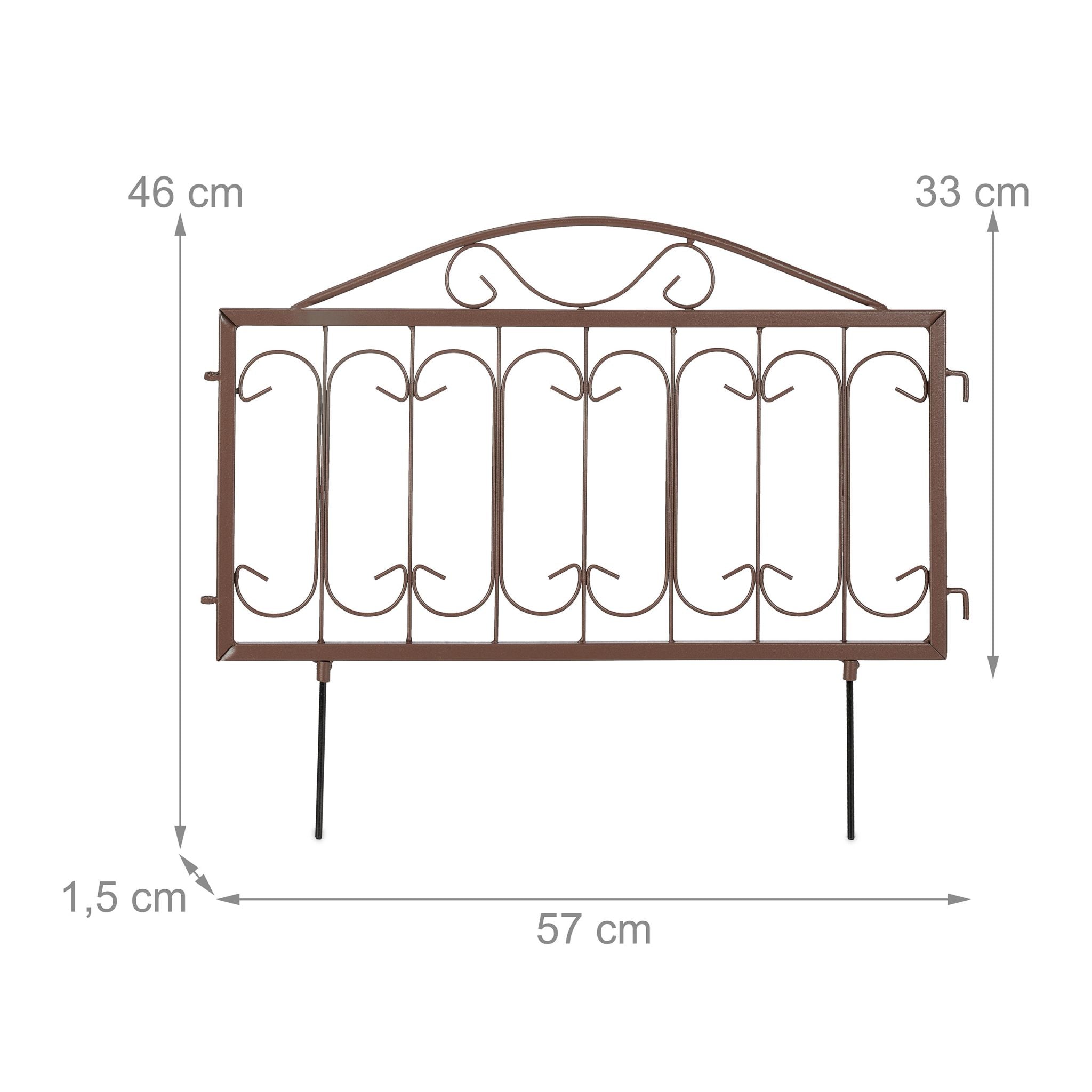 Beetzaun Metall 4-tlg. Braun-Schwarz von Relaxdays