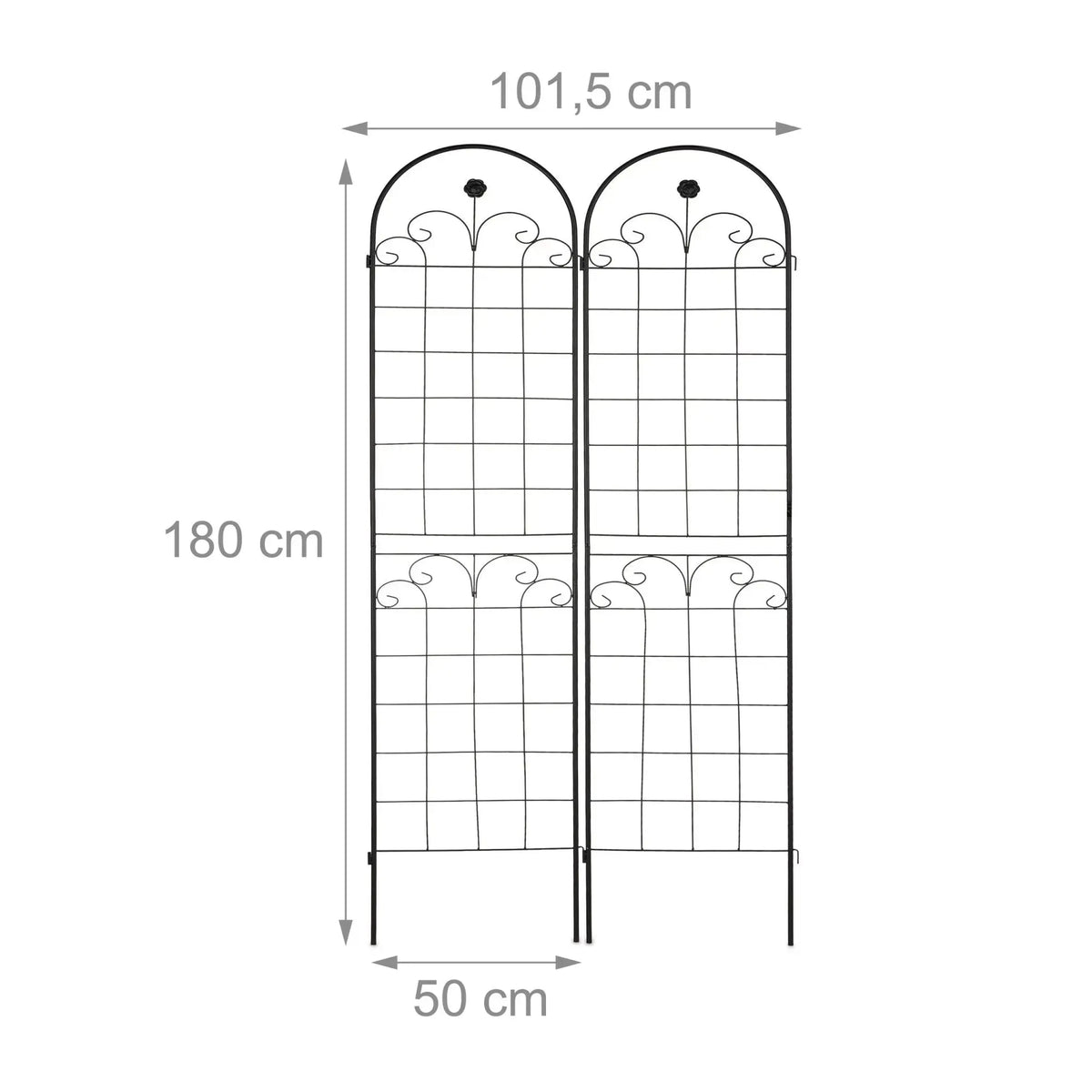 Rankgitter 180cm 2er-Set Schwarz von Relaxdays