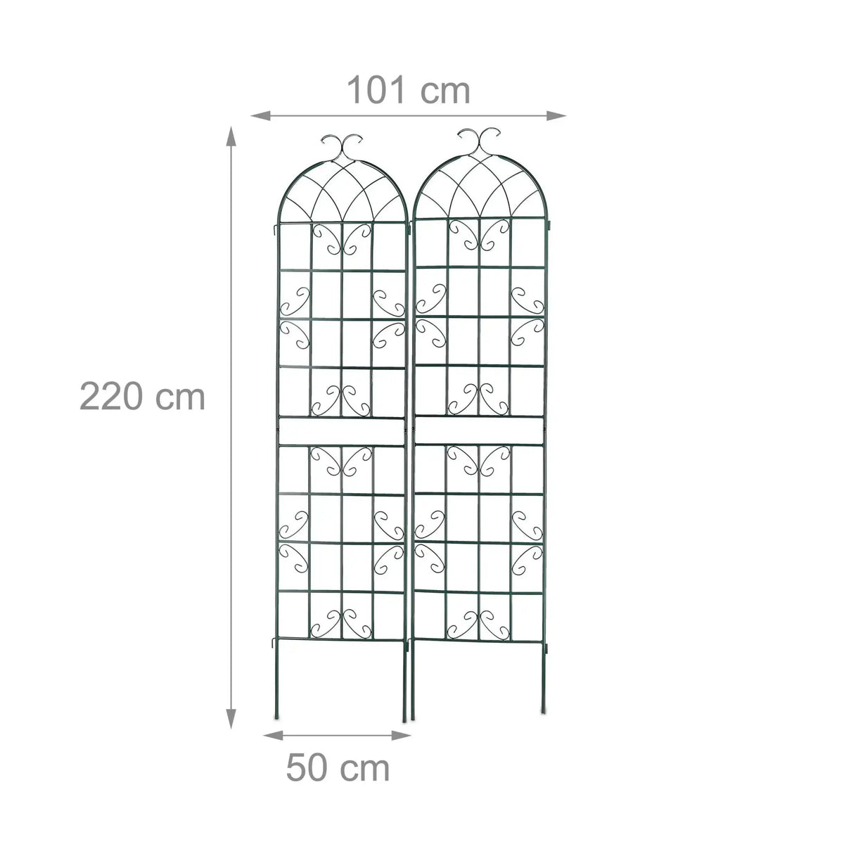 Rankgitter 2er-Set 220cm Dunkelgrün von Relaxdays