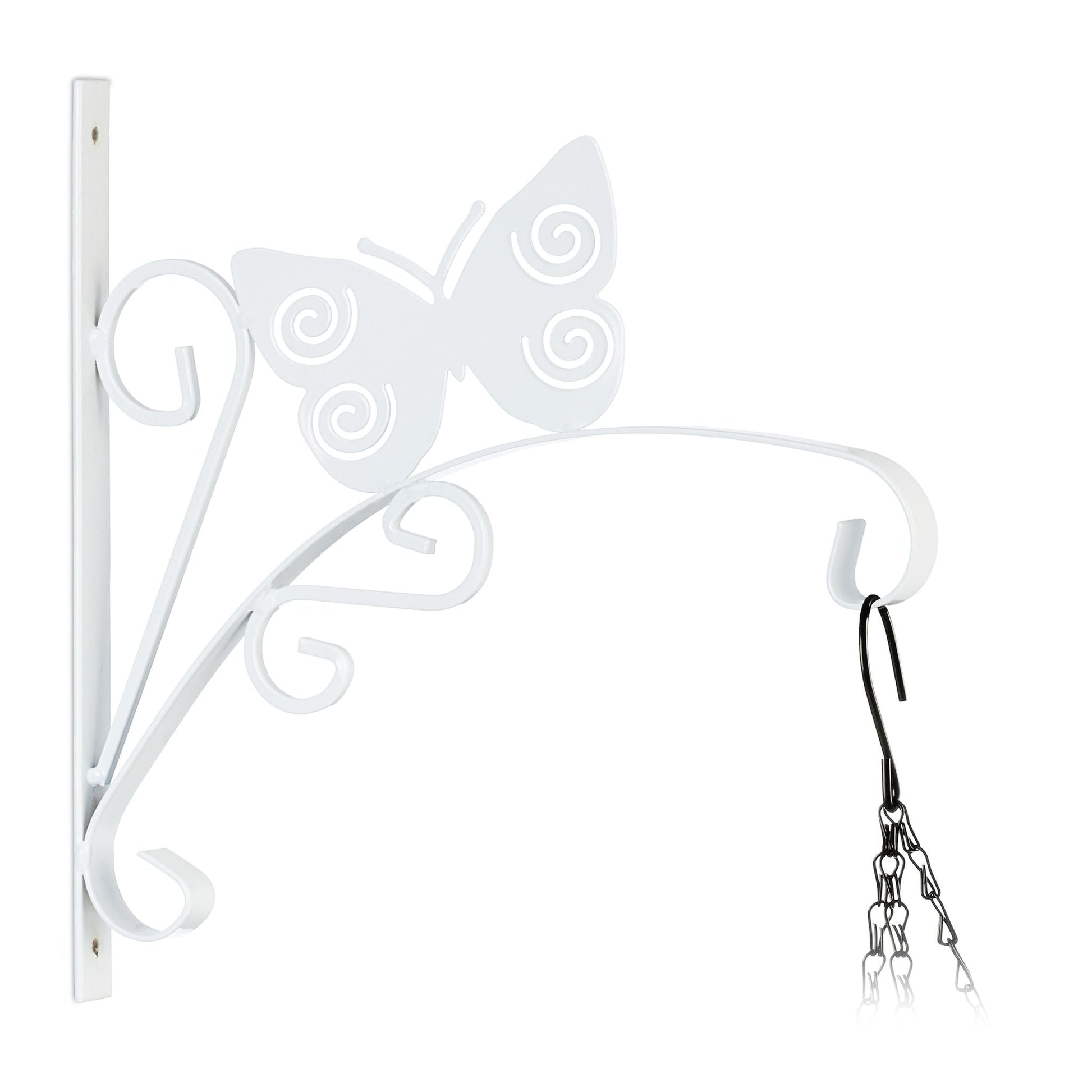 Blumenampelhalterung mit Schmetterling Weiss von Relaxdays