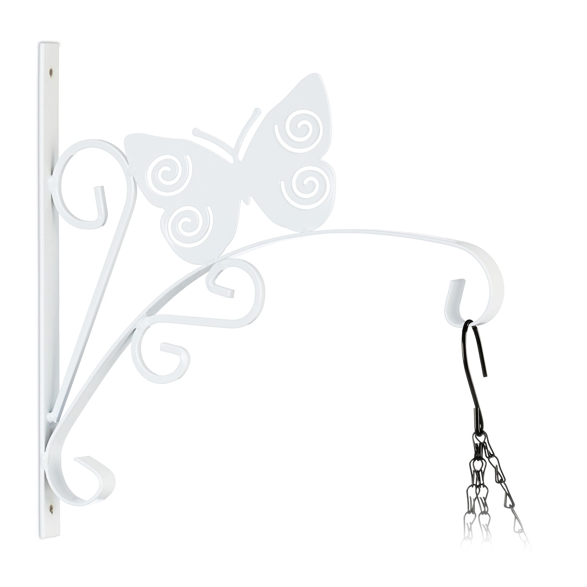 Blumenampelhalterung mit Schmetterling Weiss von Relaxdays