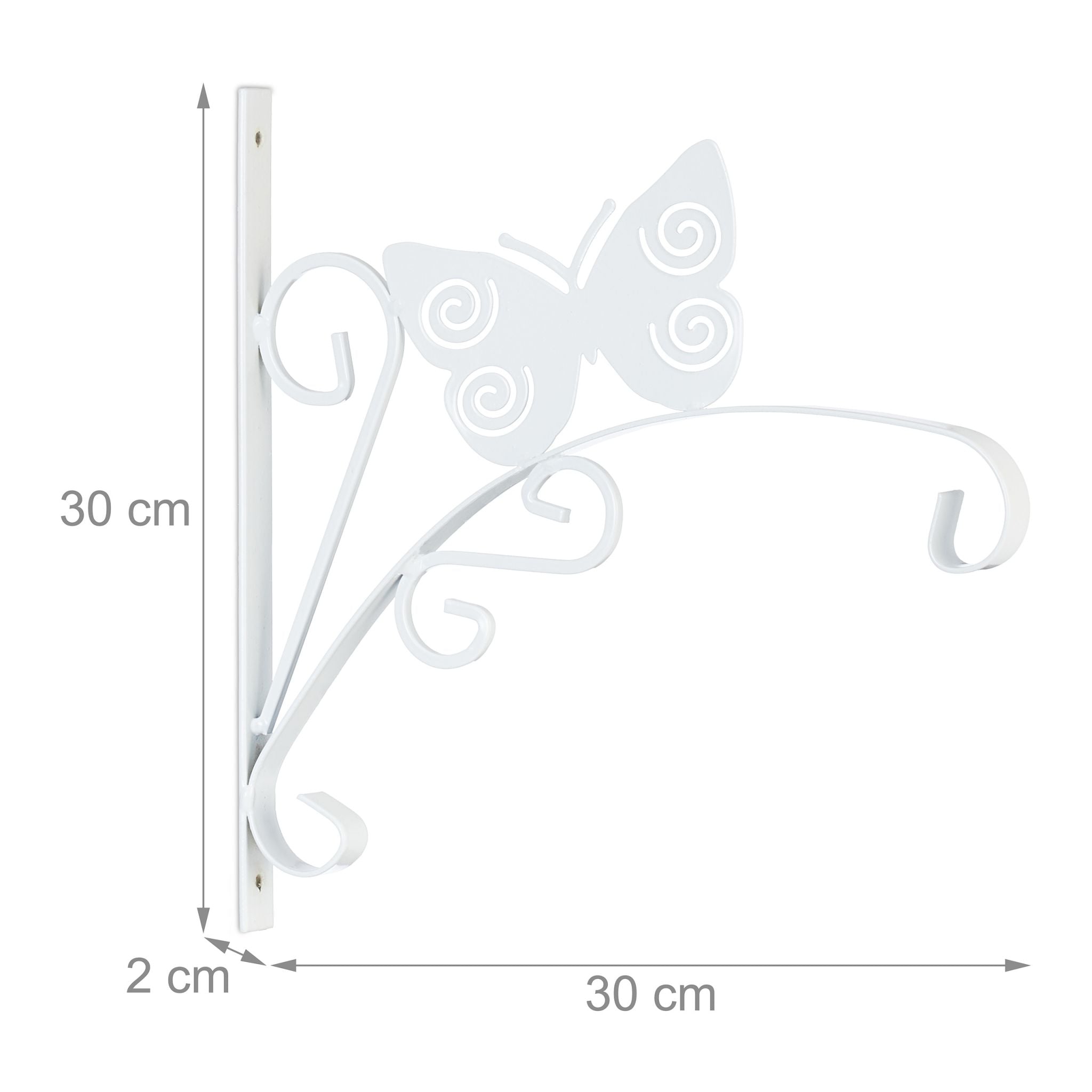 Blumenampelhalterung mit Schmetterling Weiss von Relaxdays