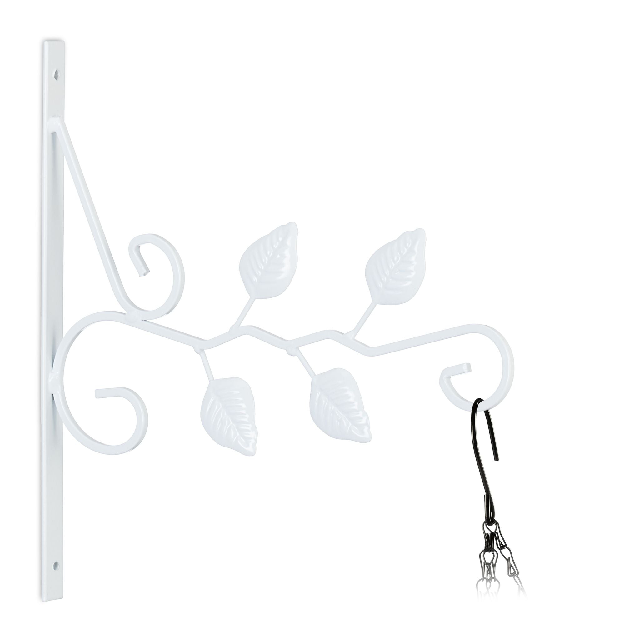 Blumenampelhalterung mit Blättern Weiss von Relaxdays