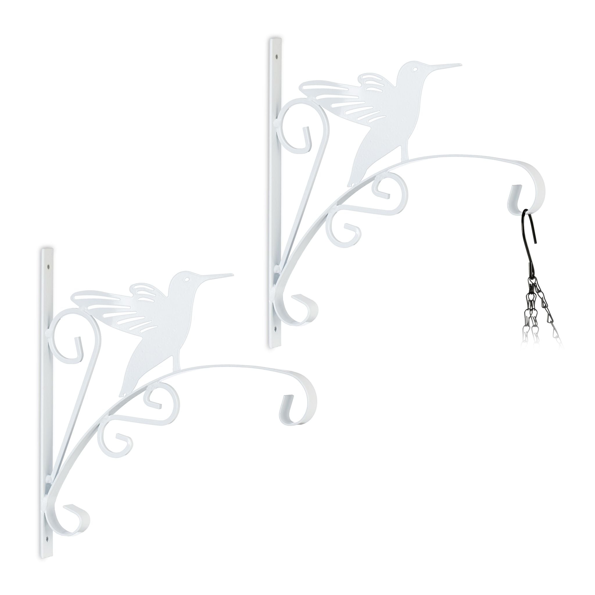 Blumenampelhalterung 2er-Set mit Vogel Weiss von Relaxdays