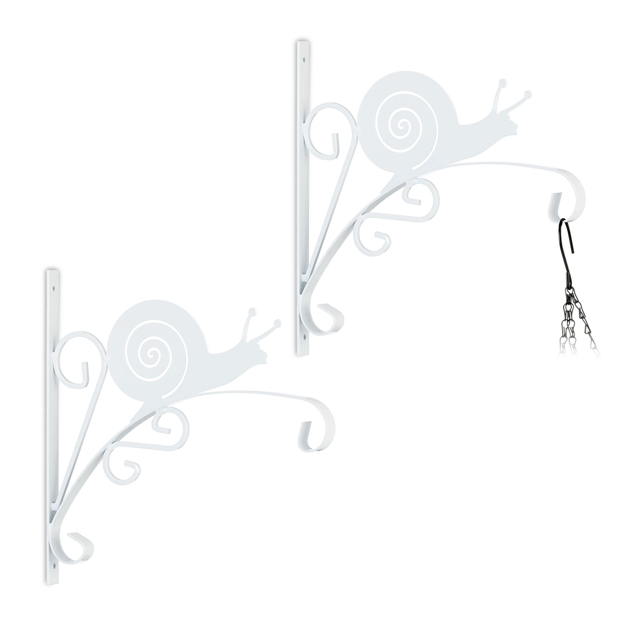 Blumenampelhalterung 2er-Set Schnecke Weiss von Relaxdays