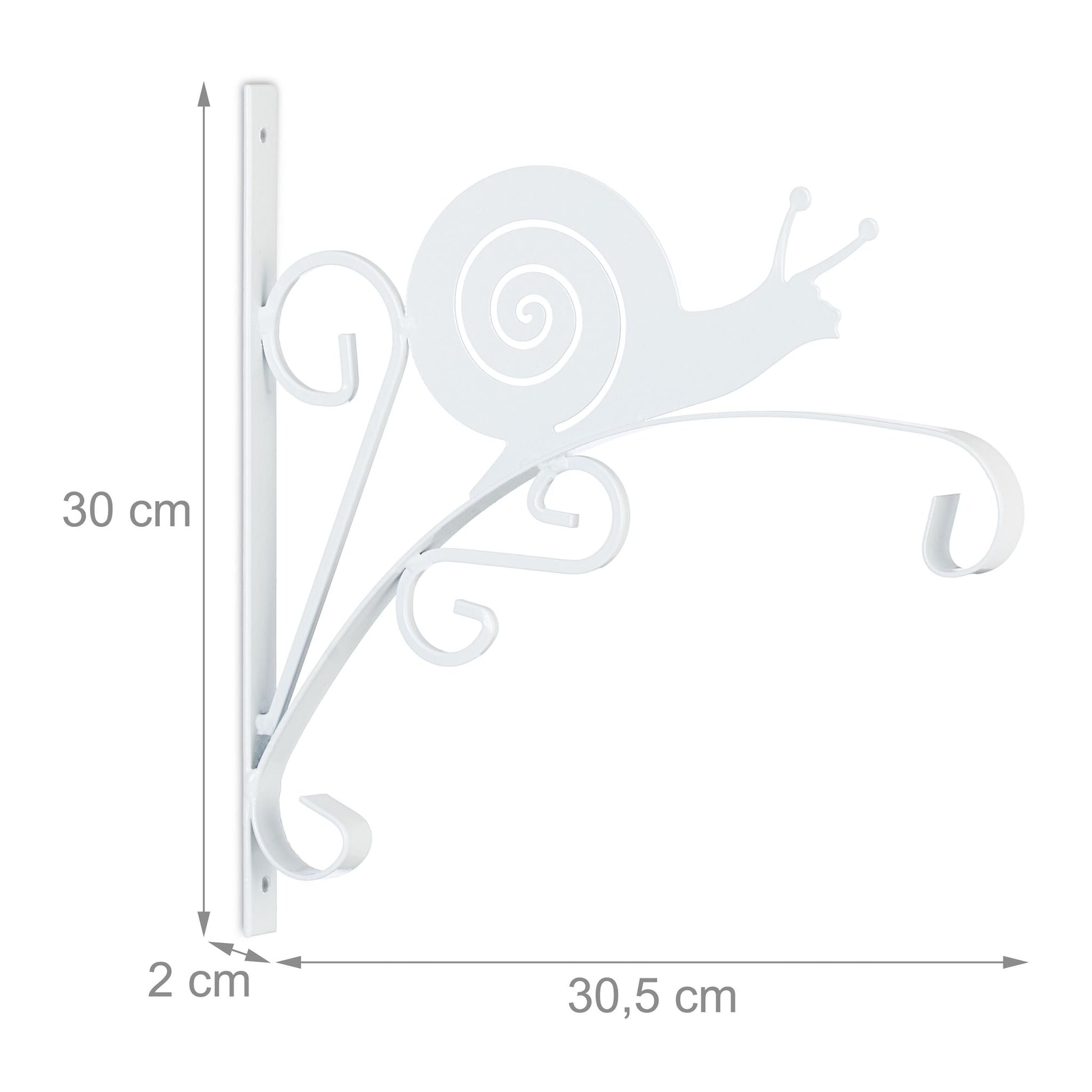 Blumenampelhalterung 2er-Set Schnecke Weiss von Relaxdays