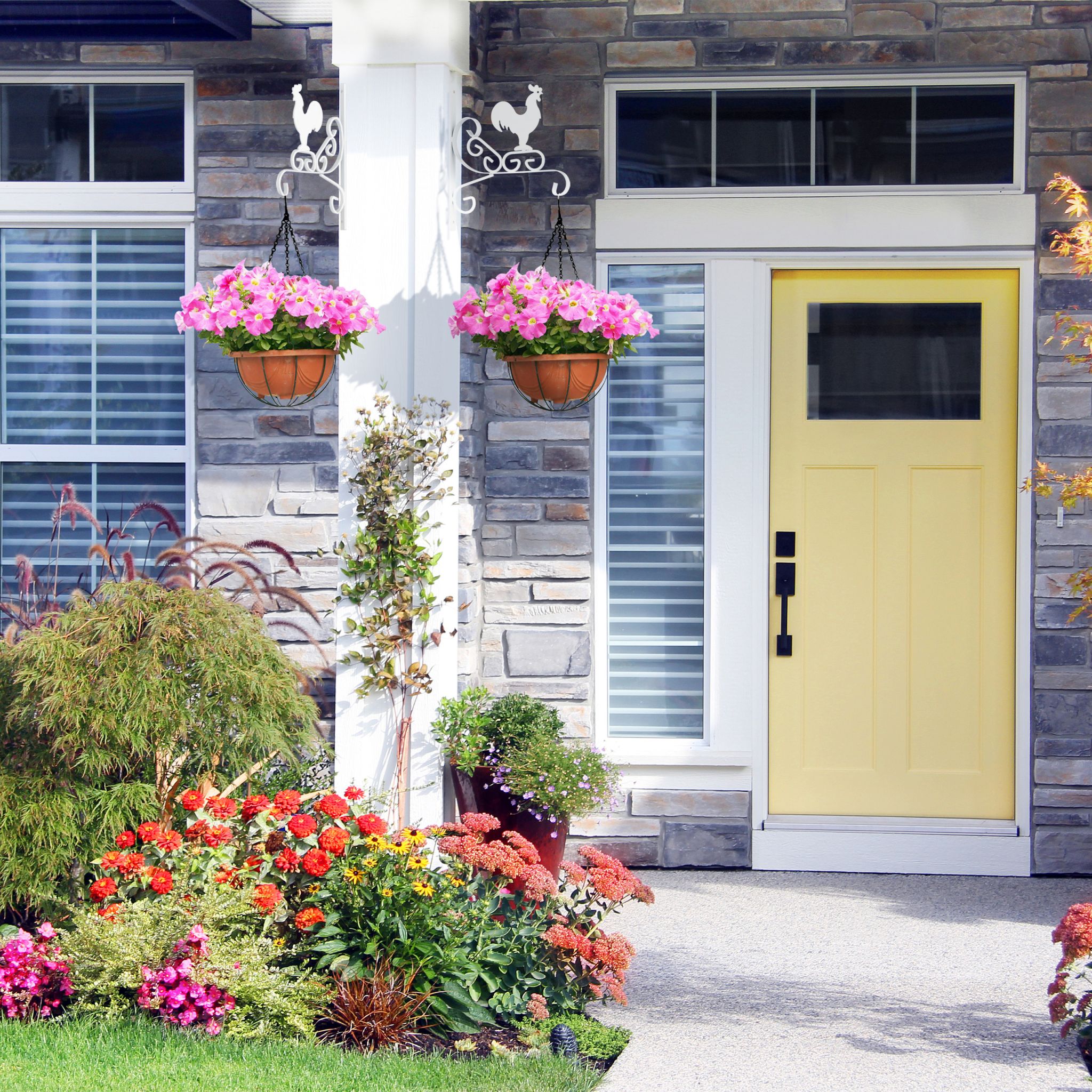 Blumenampelhalterung mit Hahn 2er-Set Weiss von Relaxdays