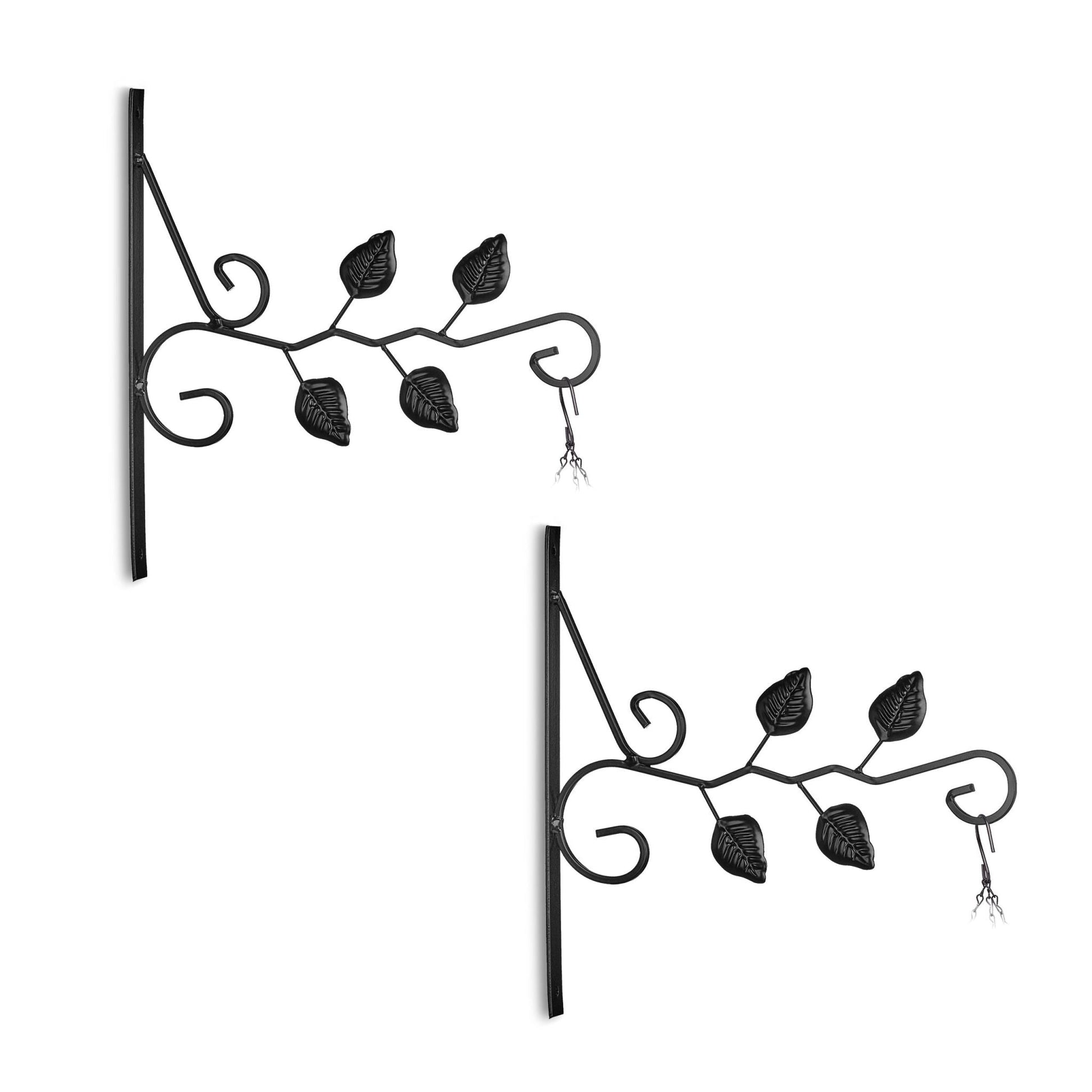Blumenampelhalterung 2er-Set Blattmotiv Schwarz von Relaxdays