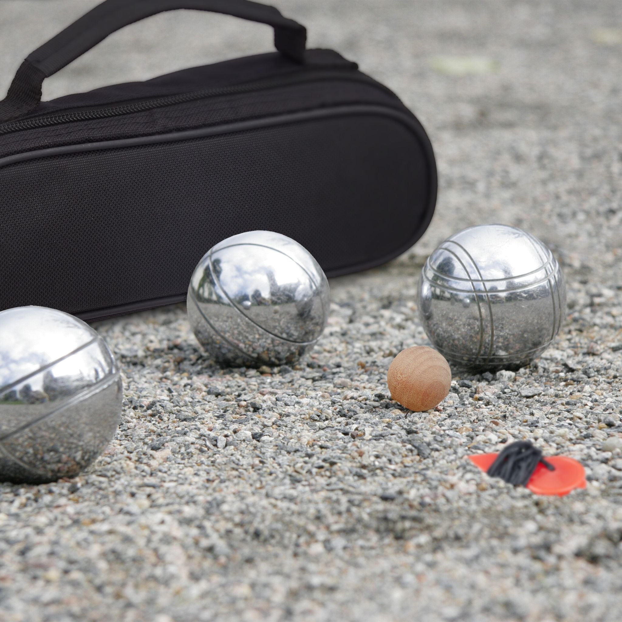 Boule Kugelset mit 3 Kugeln Schwarz-Silber