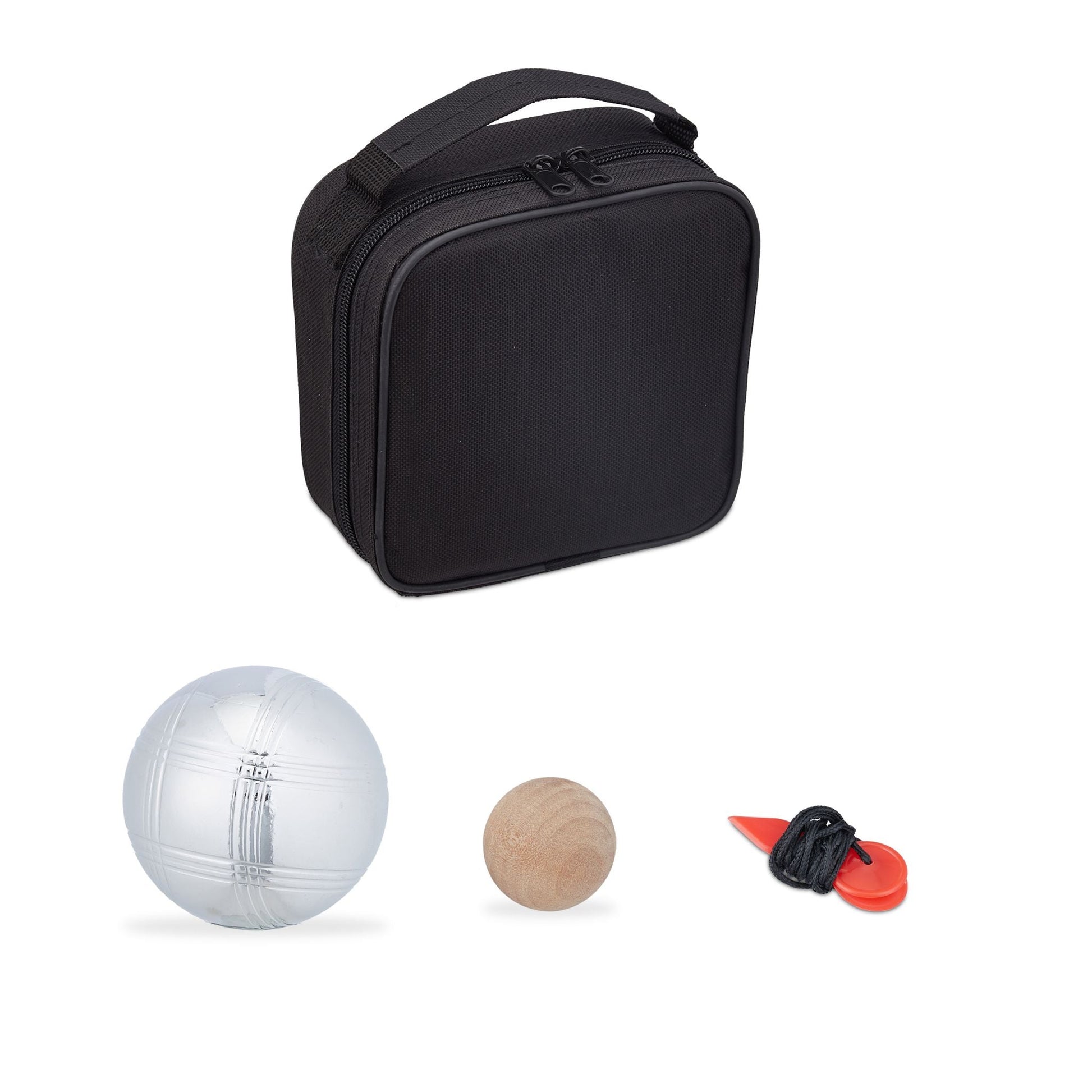 Boule Kugelset mit 4 Kugeln Schwarz-Silber von Relaxdays