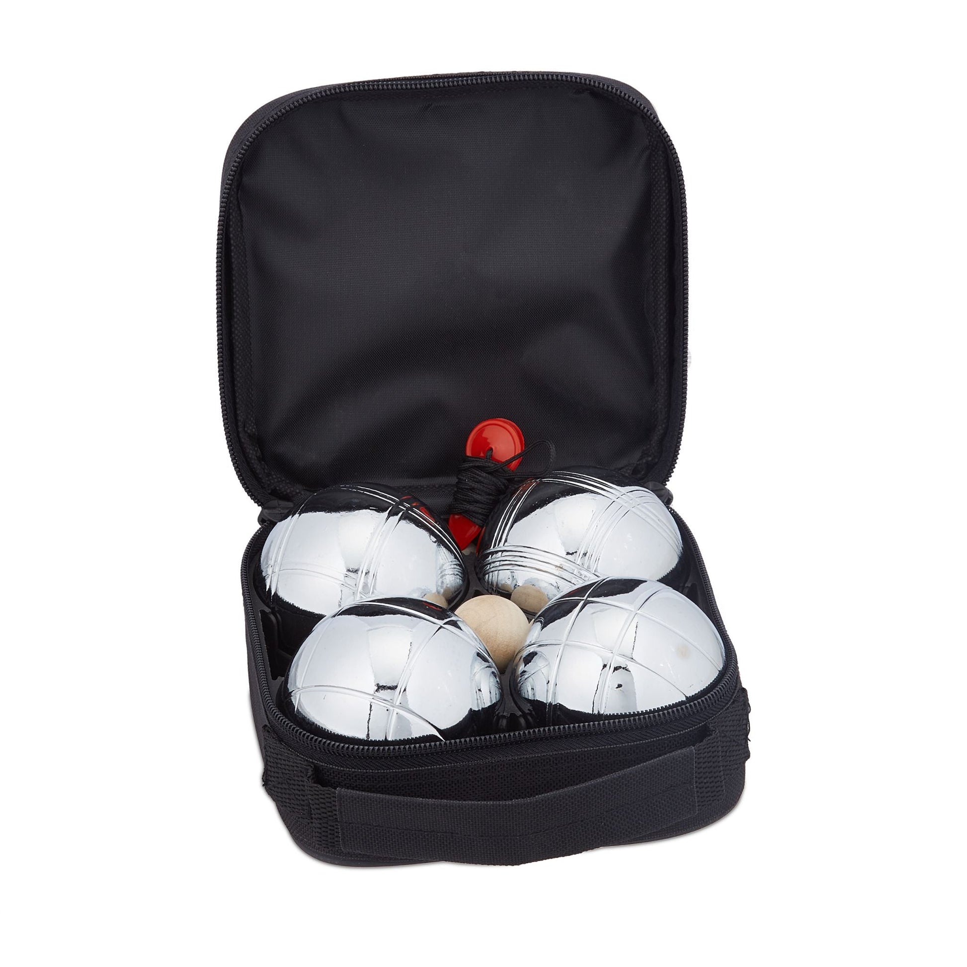 Boule Kugelset mit 4 Kugeln Schwarz-Silber von Relaxdays