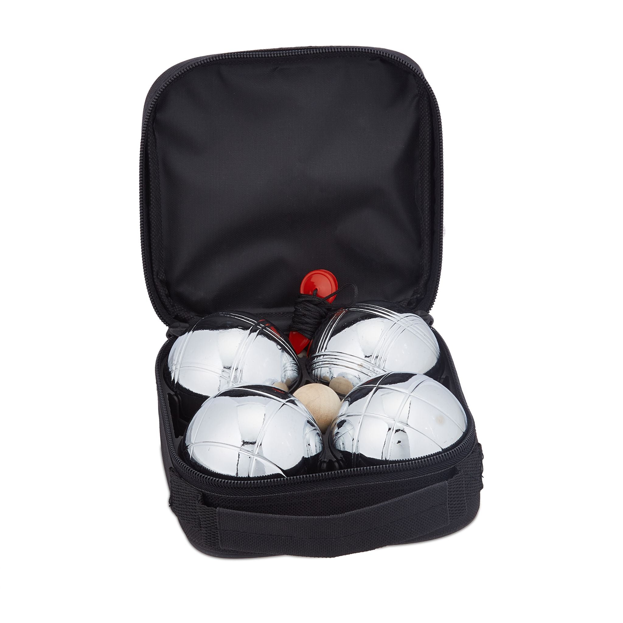 Boule Kugelset mit 4 Kugeln Schwarz-Silber von Relaxdays