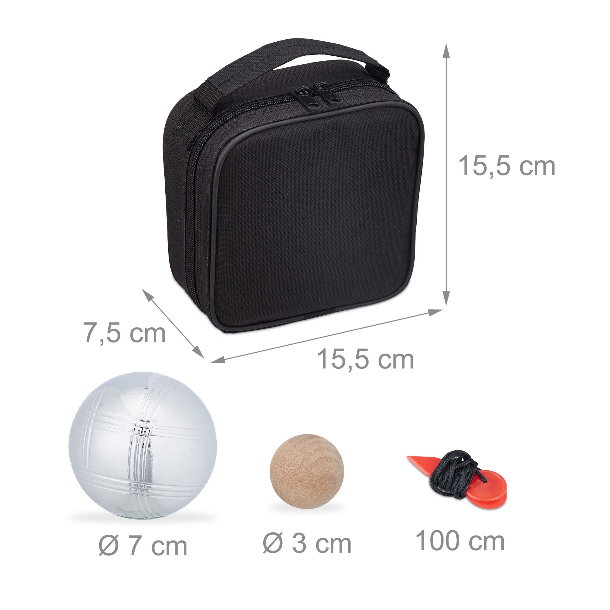 Boule Kugelset mit 4 Kugeln Schwarz-Silber von Relaxdays